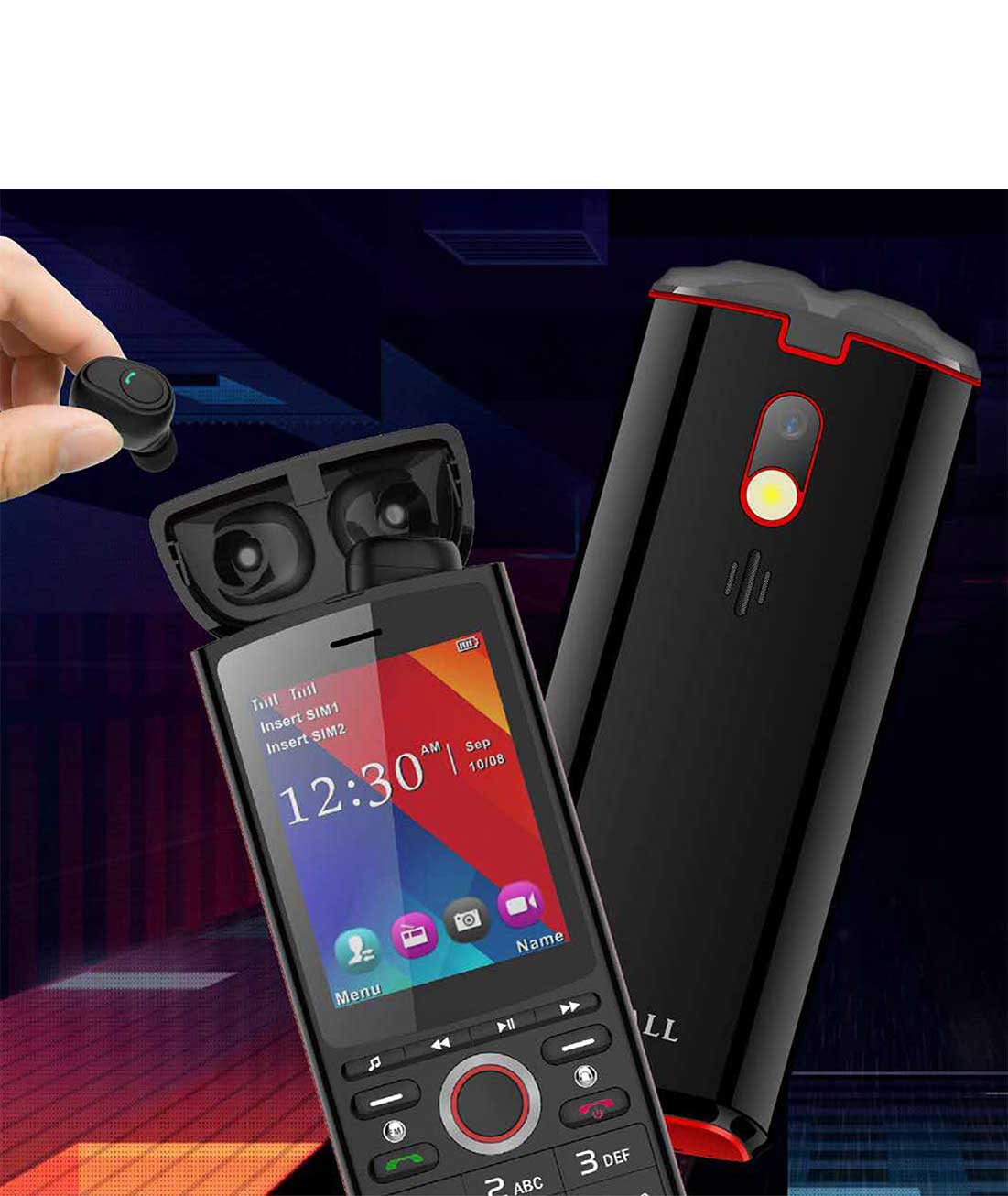 IKALL K44 2.8 inch Display with Inbuilt Powerbank and Vibration Feature (Red, Dual SIM)