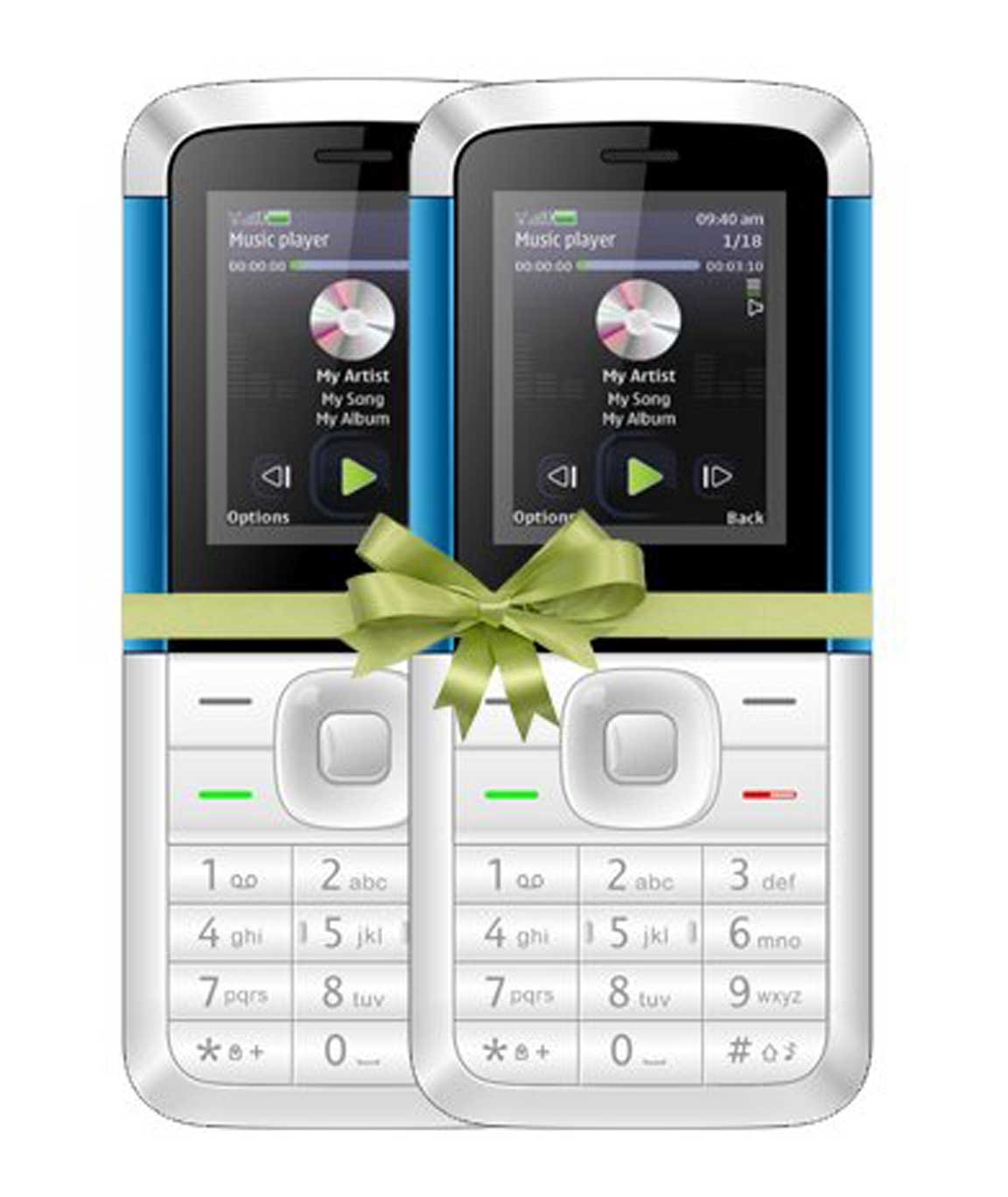 IKALL K5310 Basic Feature Mobile with Bluetooth, 1. 8 Inch Display, GPRS, 1000 mAh battery (Dual Sim, White Blue, 64 MB) - Combo of 2
