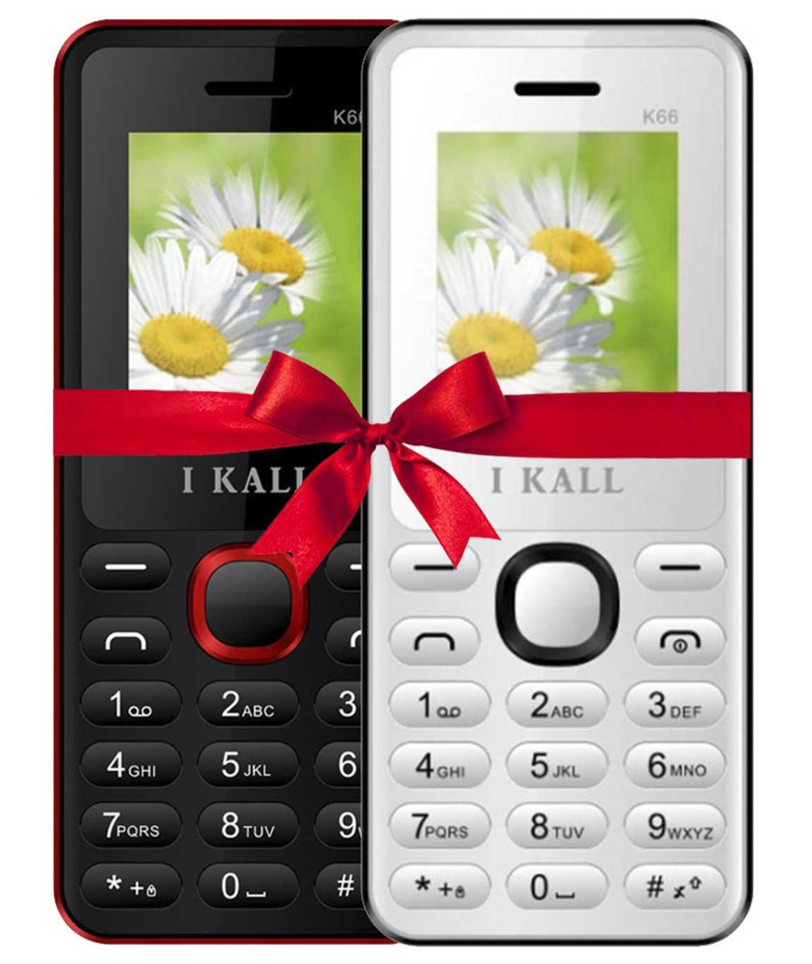 IKALL K66 Dual Sim Basic Feature Mobile Phone Combo(Red and White)