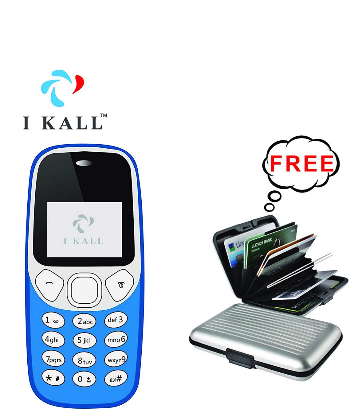 IKALL K71 Mobile And Get Aluminium Wallet (Light Blue)