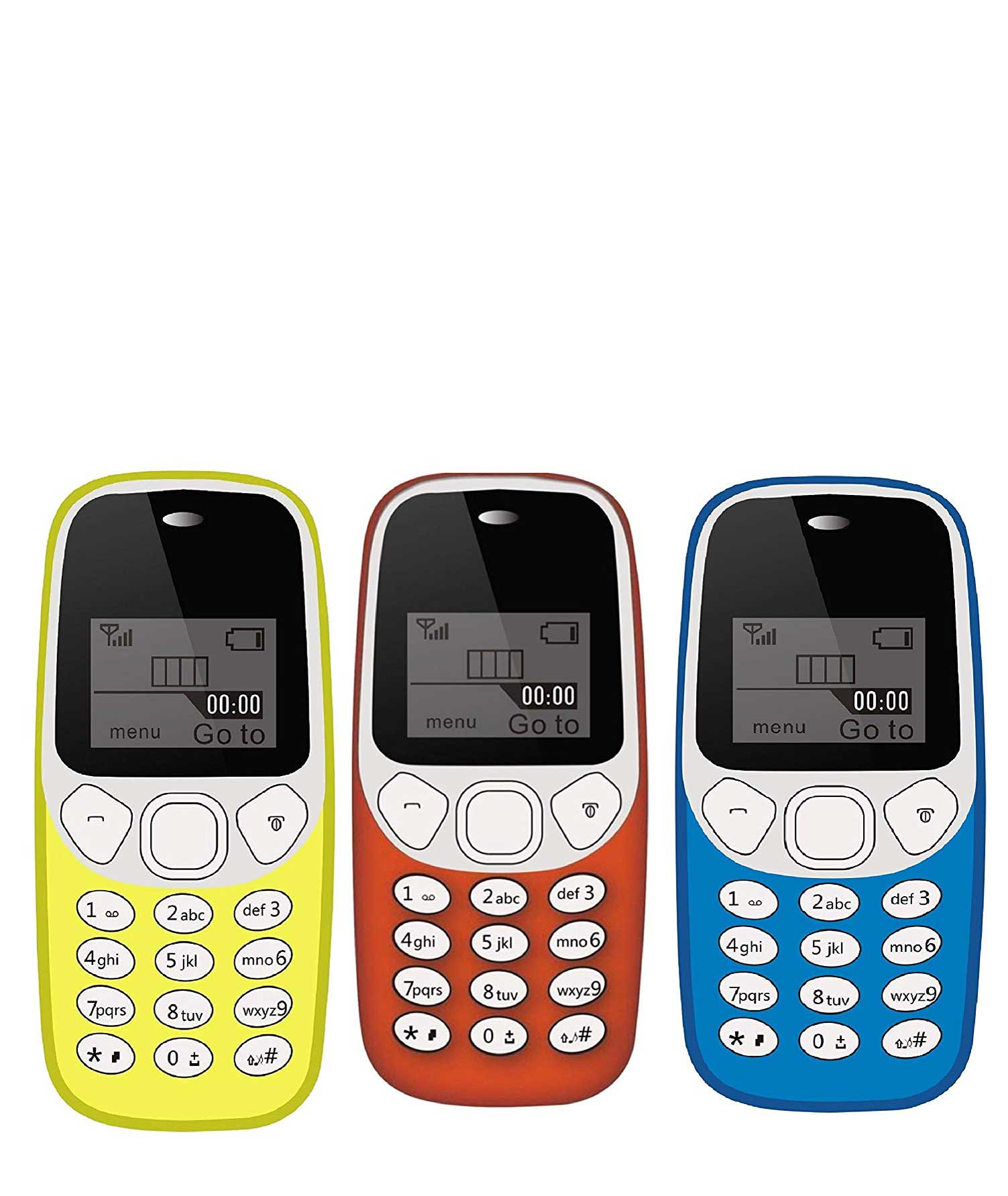IKALL K71 Mobile Phone Combo (Yellow + Red + Light Blue) with Vibration Feature, 800 mAh Battery