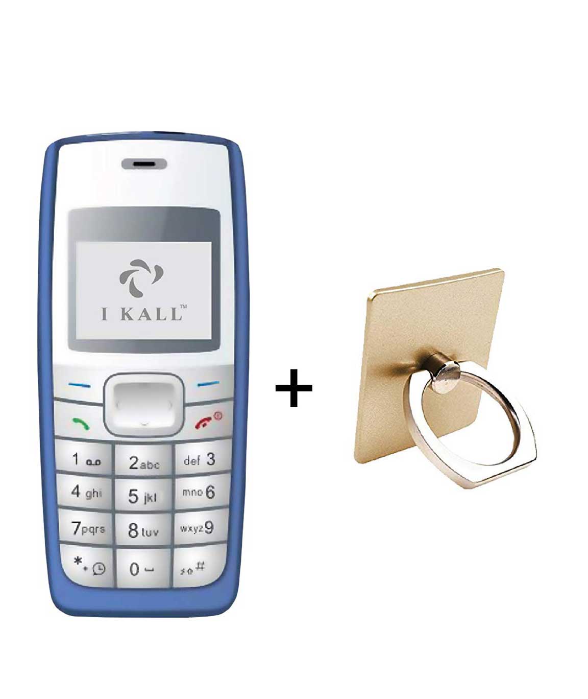 IKALL K72 Single SIM Mobile Phone with 800mAH Battery, 1.4-inch screen (Dark Blue) and Assorted Colour - Ring Holder