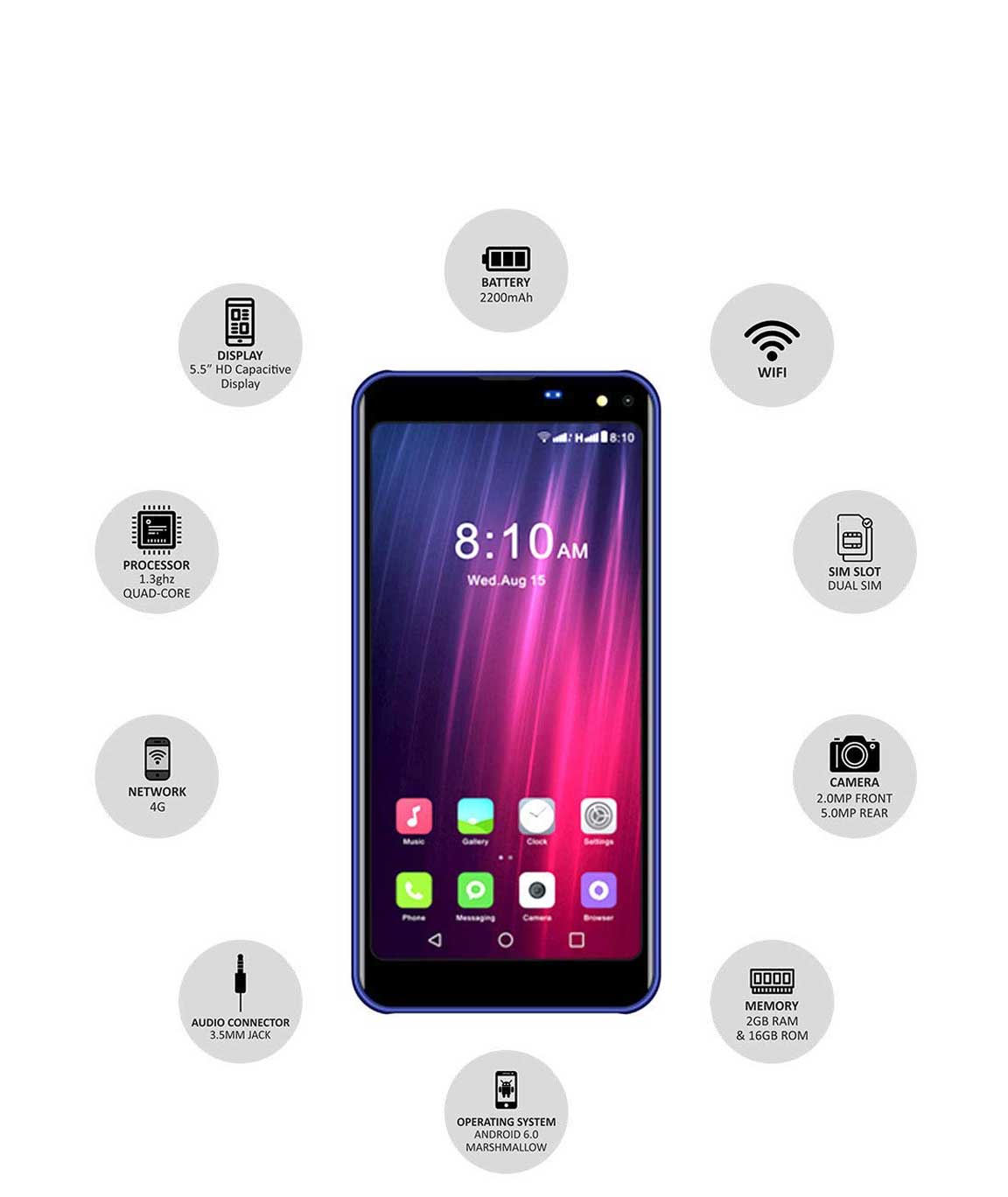 IKALL K8 5.45 Inch 4G Android (2 GB, Blue)