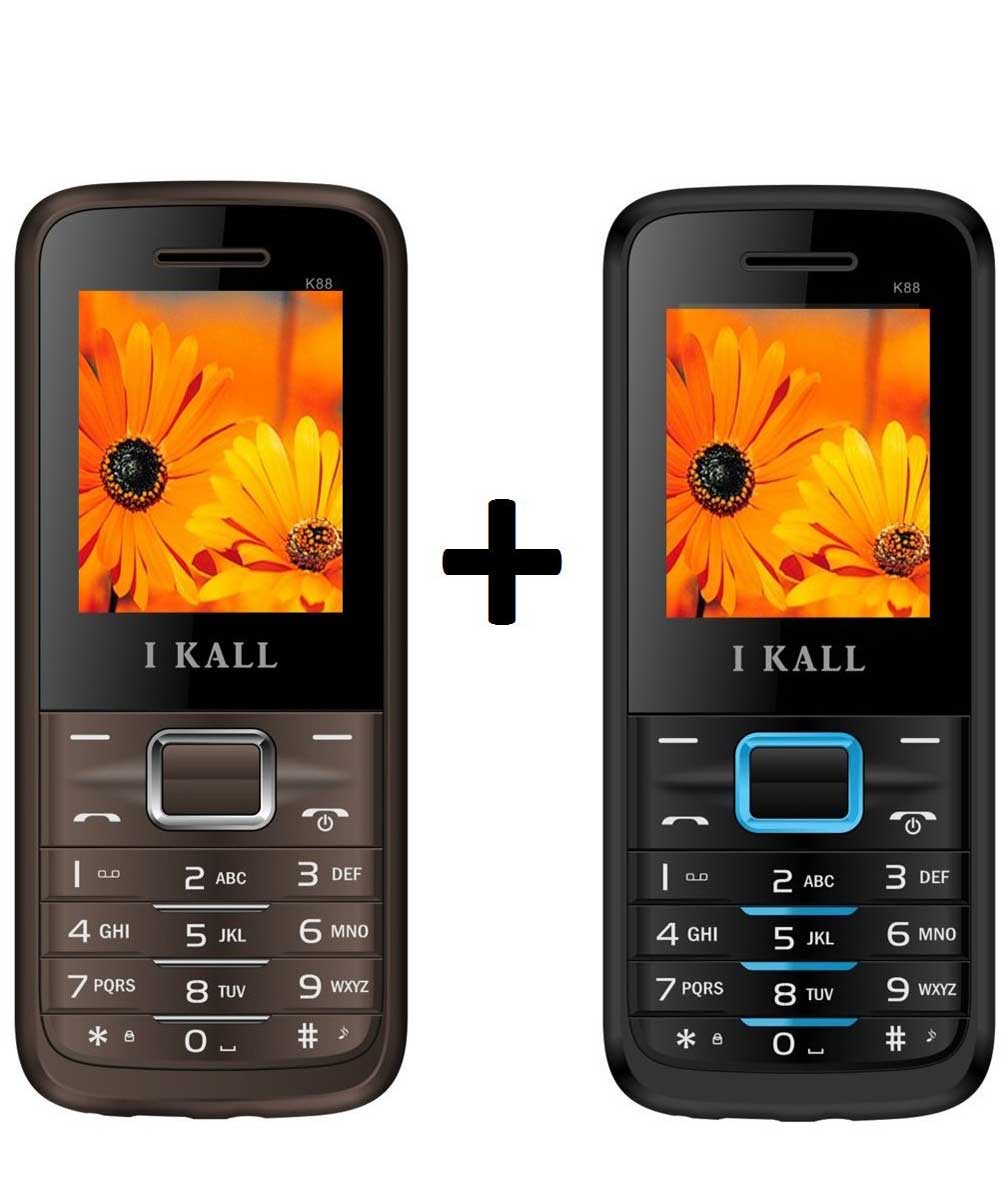 IKALL K88 Dual Sim 1.8-inch Display Mobiles (Coffee and Blue) - Combo Set of 2