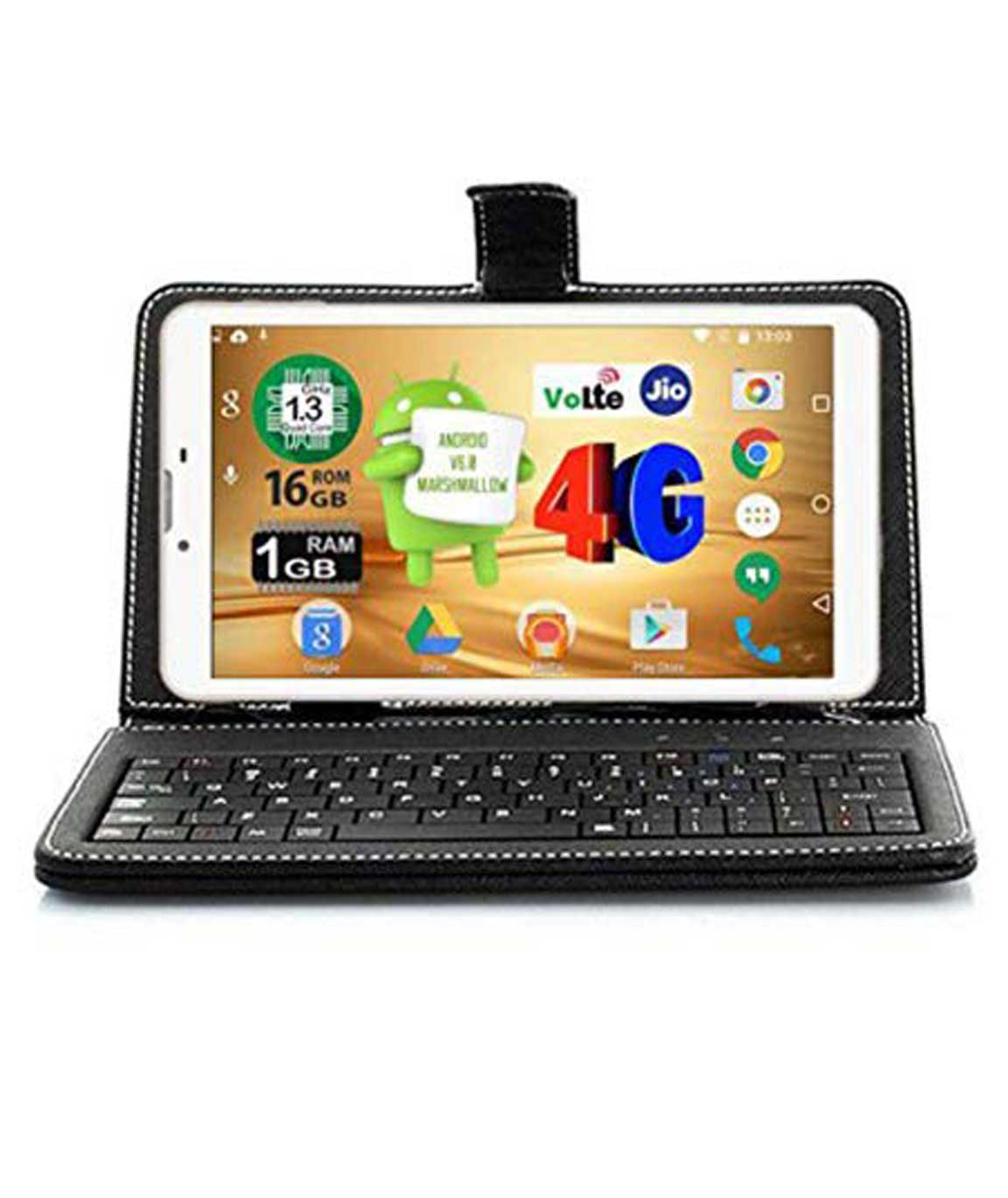 Ikall N4 Tablet (7 inch, 16GB, 4G + LTE + Voice Calling), White with Keyboard