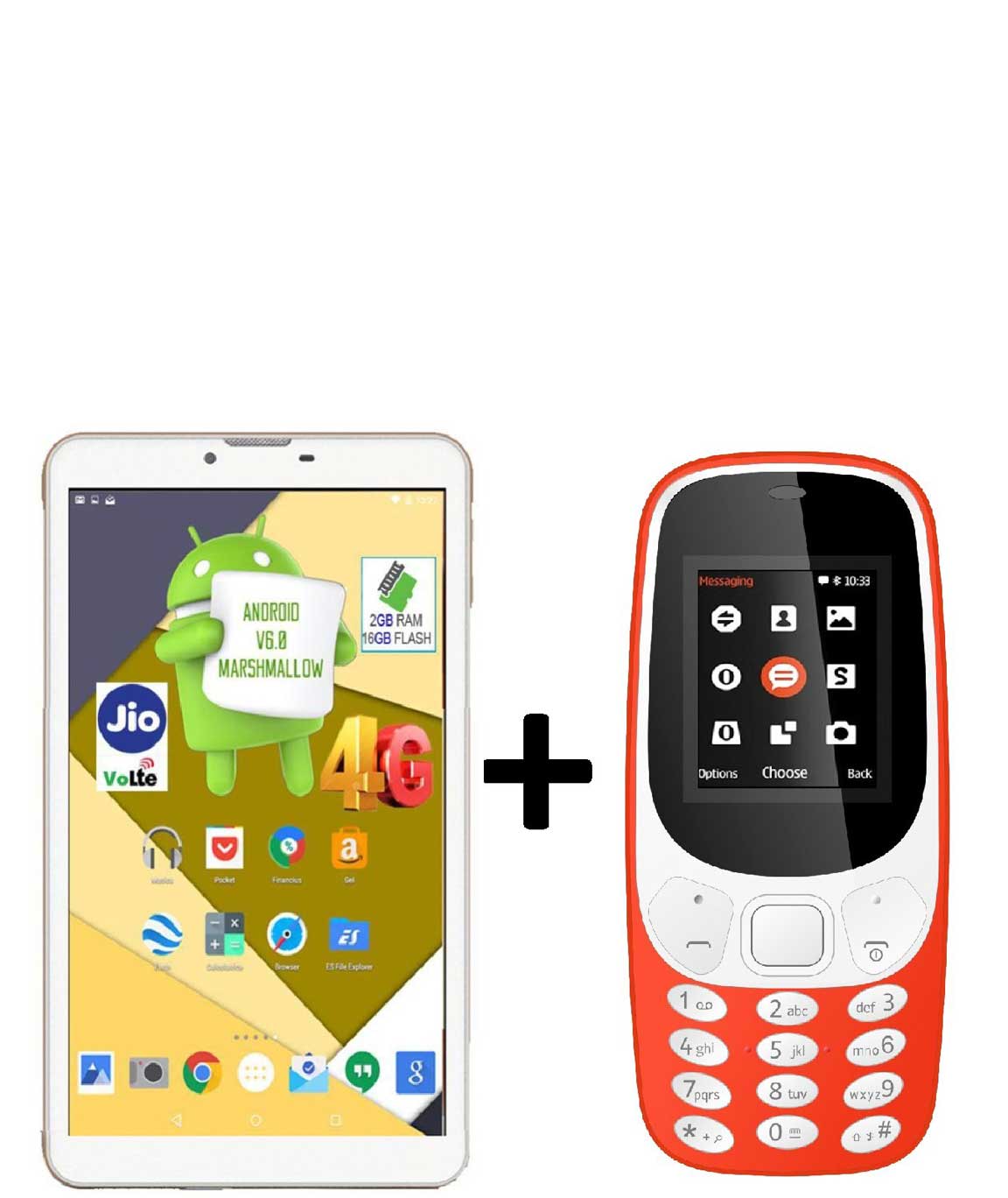 IKALL N5 Dual Sim 4G Calling Volte Supported Tablet Special Combo with K3310 (Red)