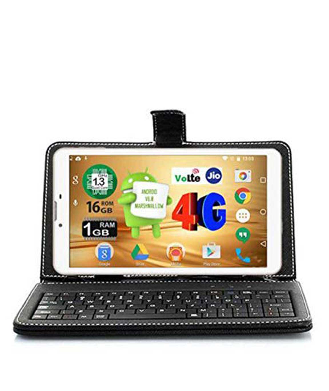 Ikall N5 Tablet (7 inch, 16GB, 4G + LTE + Voice Calling), White with Keyboard