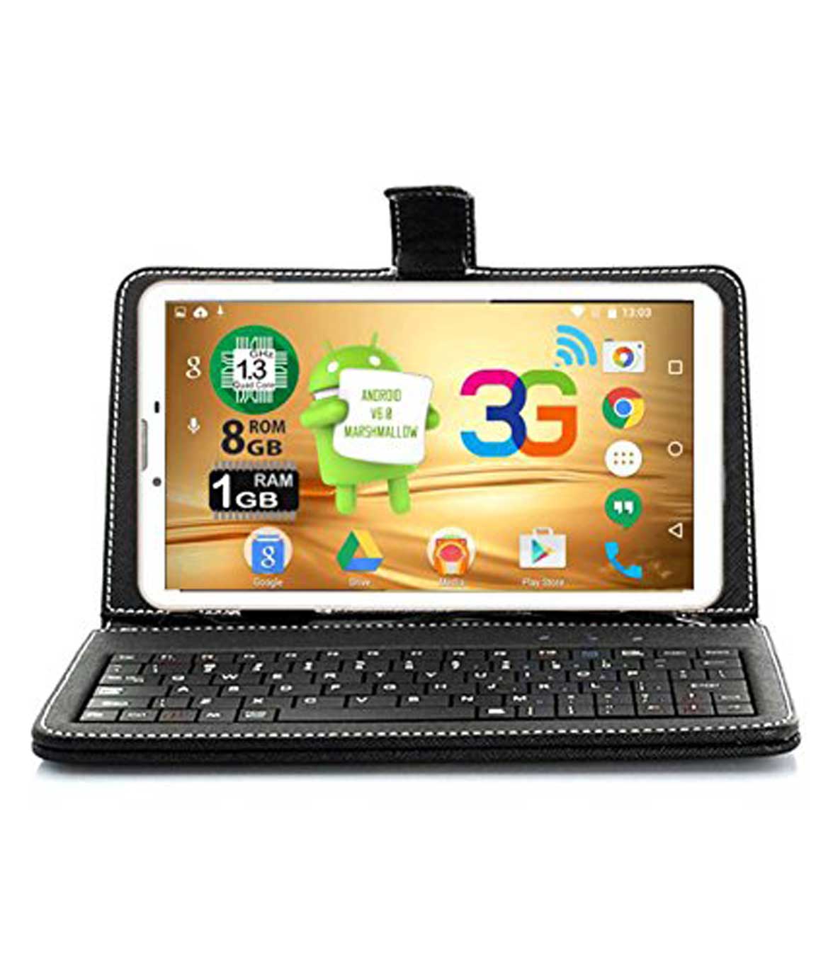 Ikall N9 Tablet with Keyboard (7 inch, 8GB, WiFi + 3G + Voice Calling), White