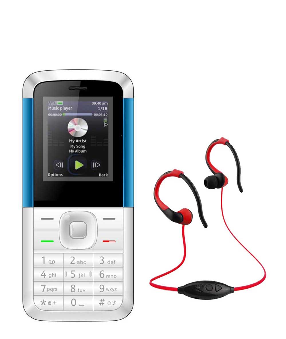 IKALLI K5310 Dual Sim Basic With Mp3/FM Player Neckband (Blue White)