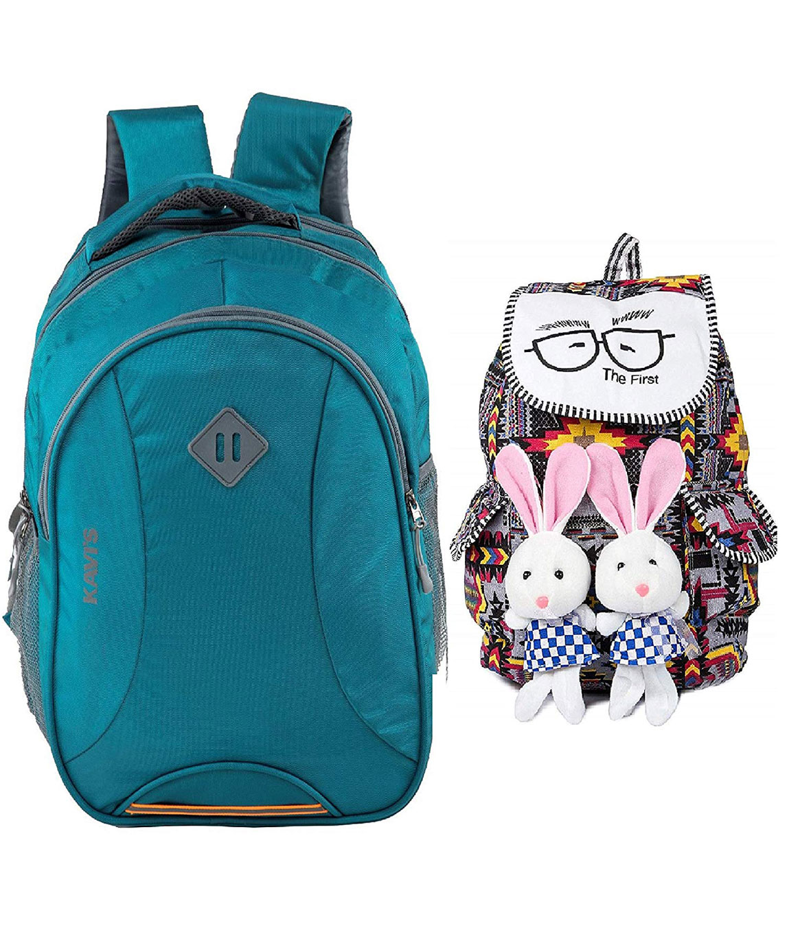Kavi`s Unisex Polyester and Nylon 17-inch Laptop Backpack with Rain Cover (Sky Blue)