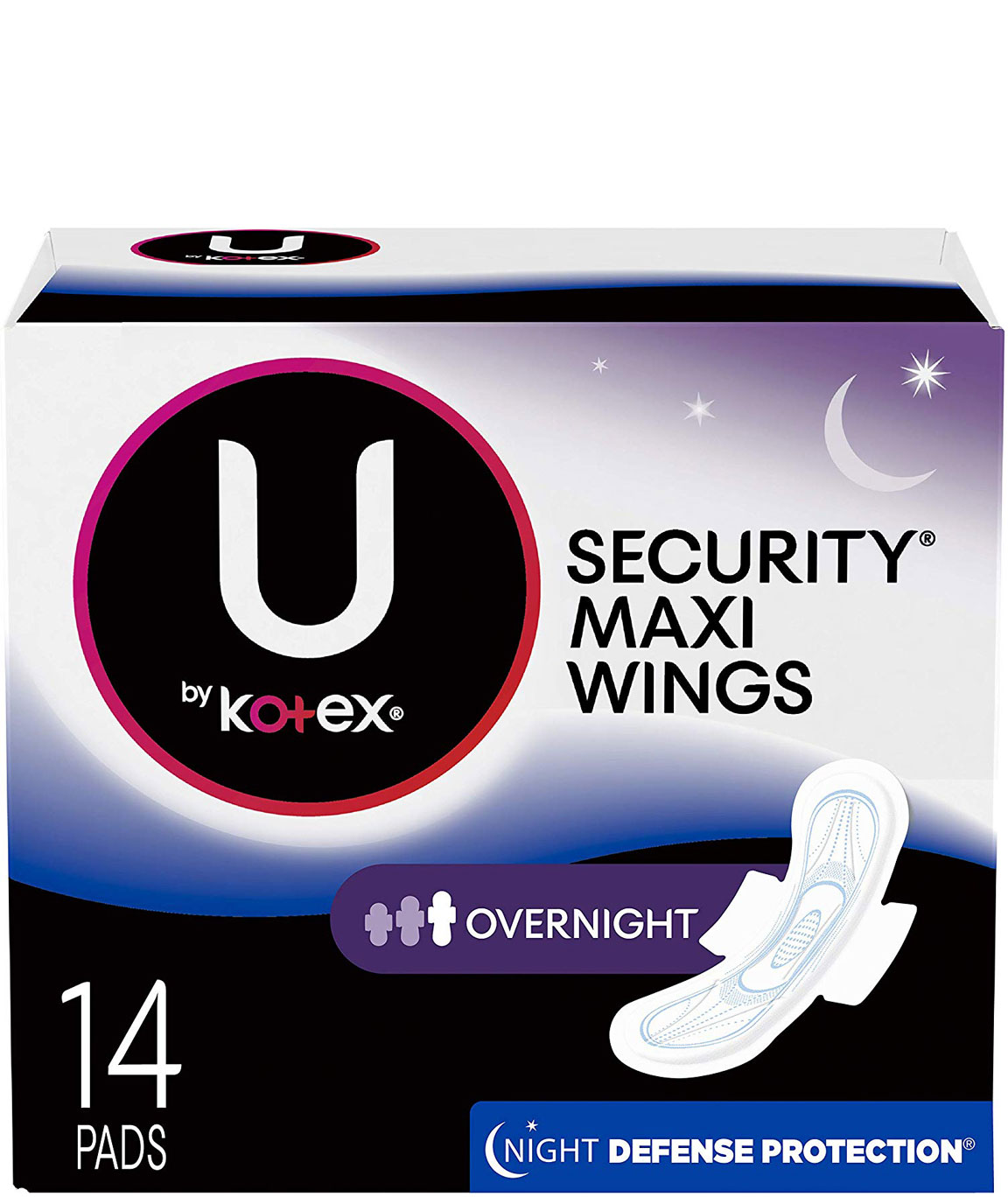 Kotex U by Kotex Security Overnight Maxi Pads with Wings, 14 Pads