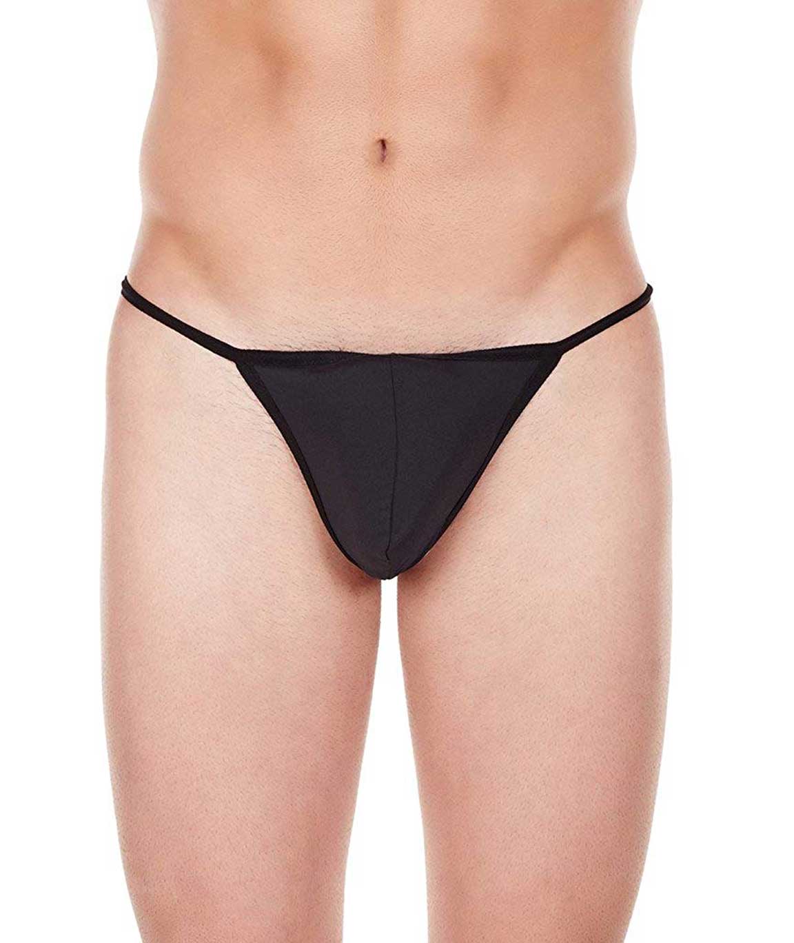 La Intimo Men`s Black Nylon Spandex Ring String