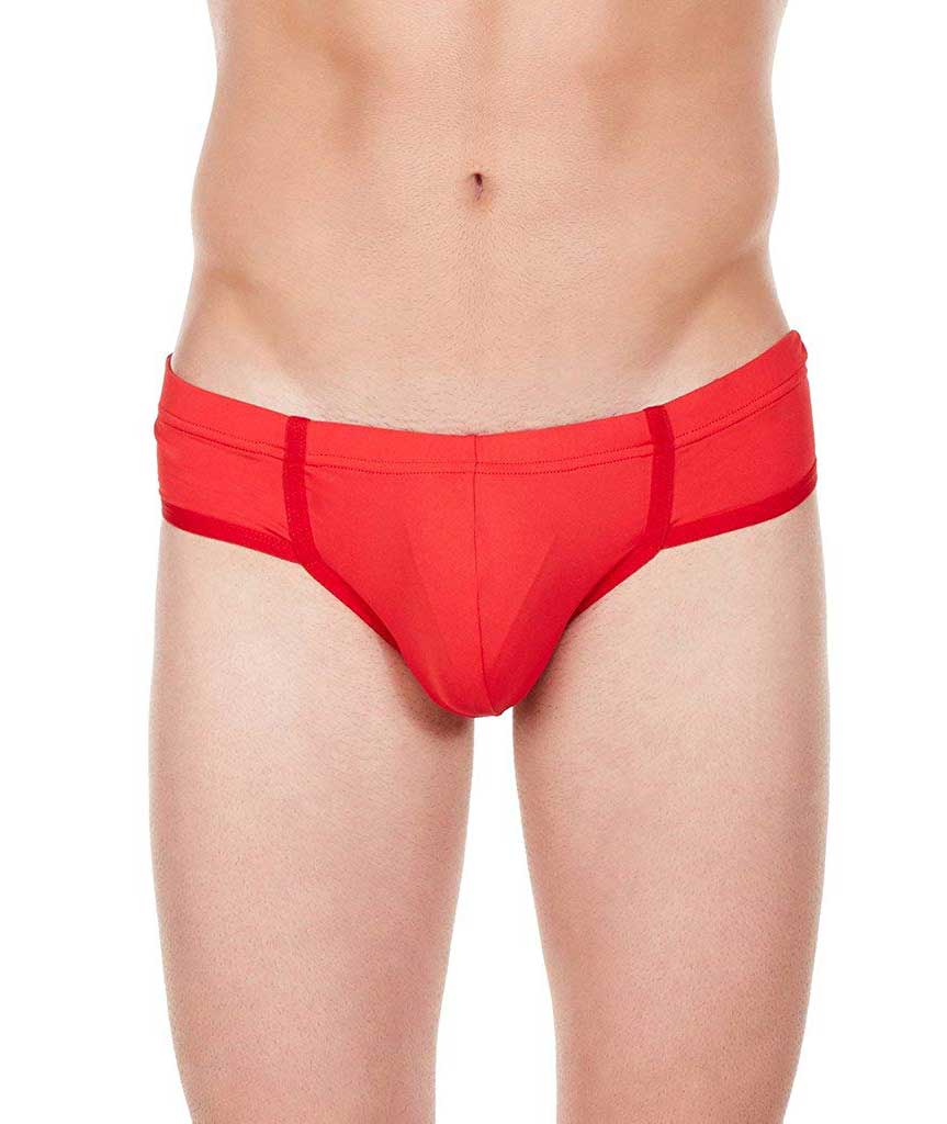La Intimo Men`s Red Nylon Spandex Just Cut MiniCheek