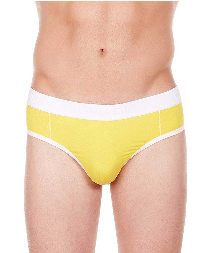 La Intimo Men`s Yellow Cotton Modal Spandex Window Jock