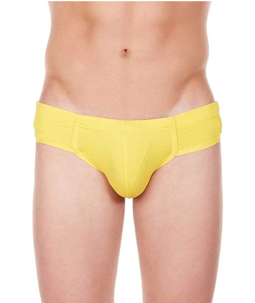 La Intimo Men`s Yellow Nylon Spandex Just Cut MiniCheek