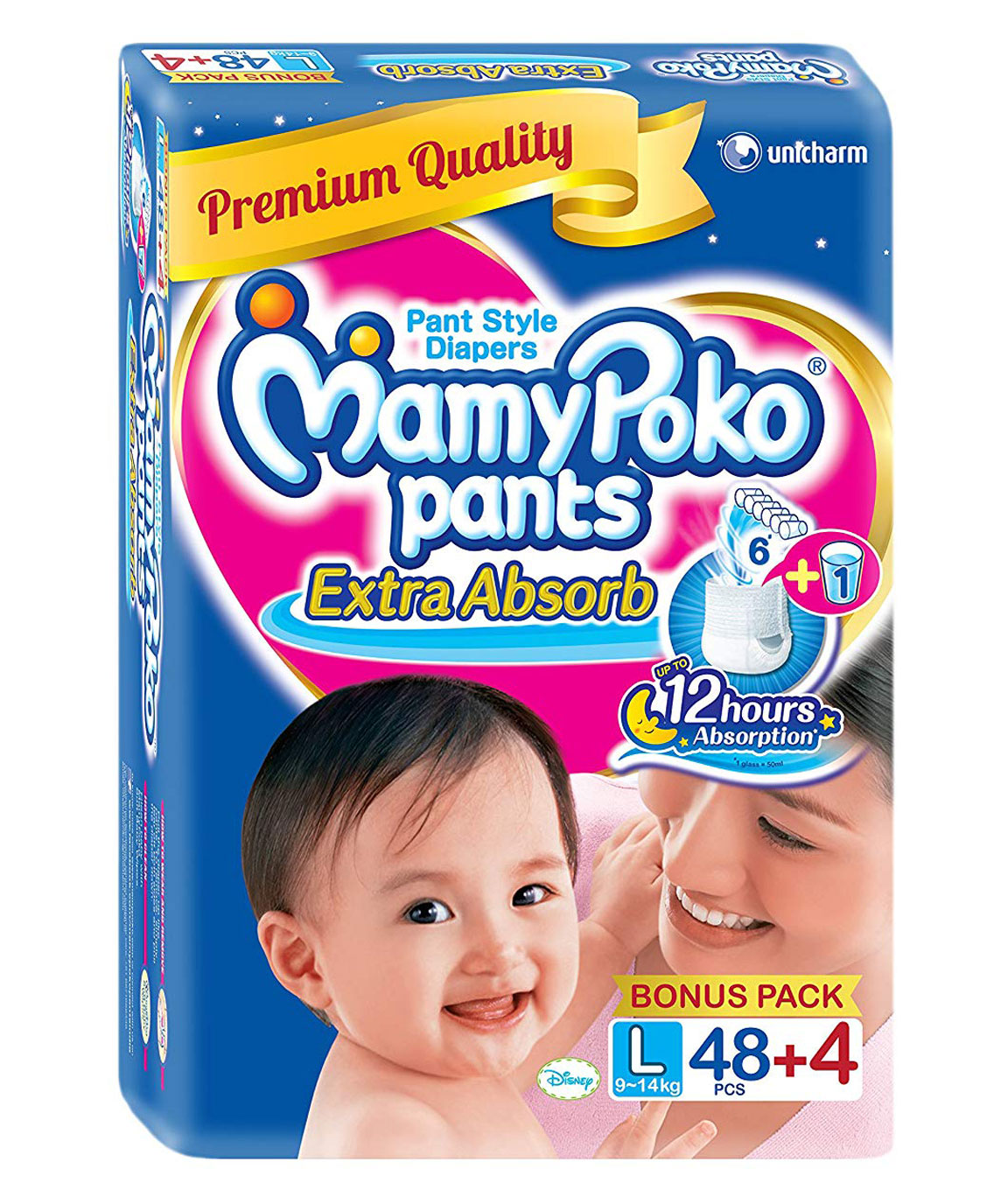 Mamy Poko Pant Style Large Size Diapers (48 + 4 Count)