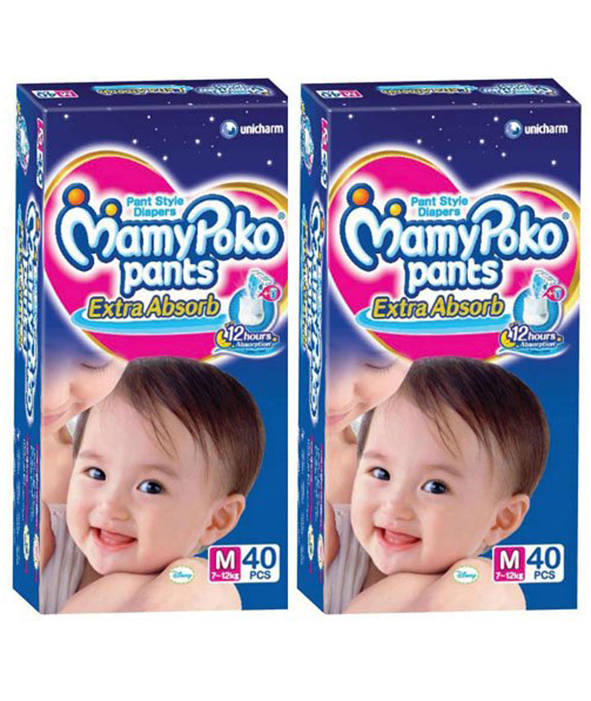 Mamy Poko Pants - Medium size Baby Diaper Pant style 40 count - pack of 2