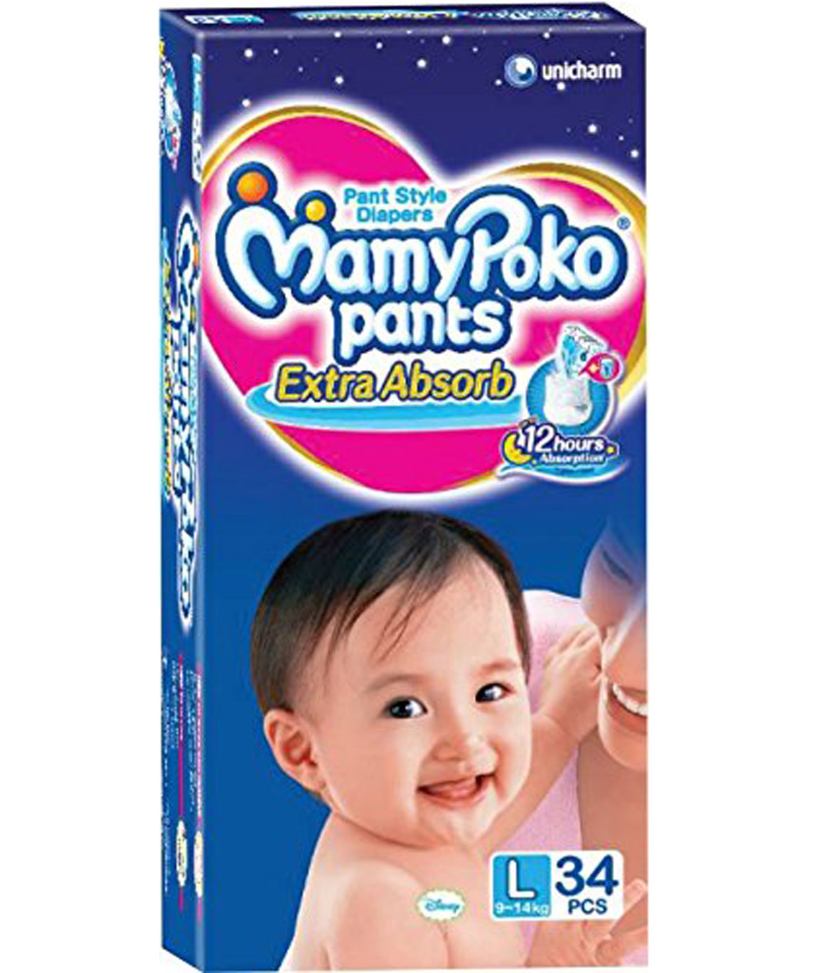 MamyPoko Pants (Blue, Large) - Pack of 34 Pieces
