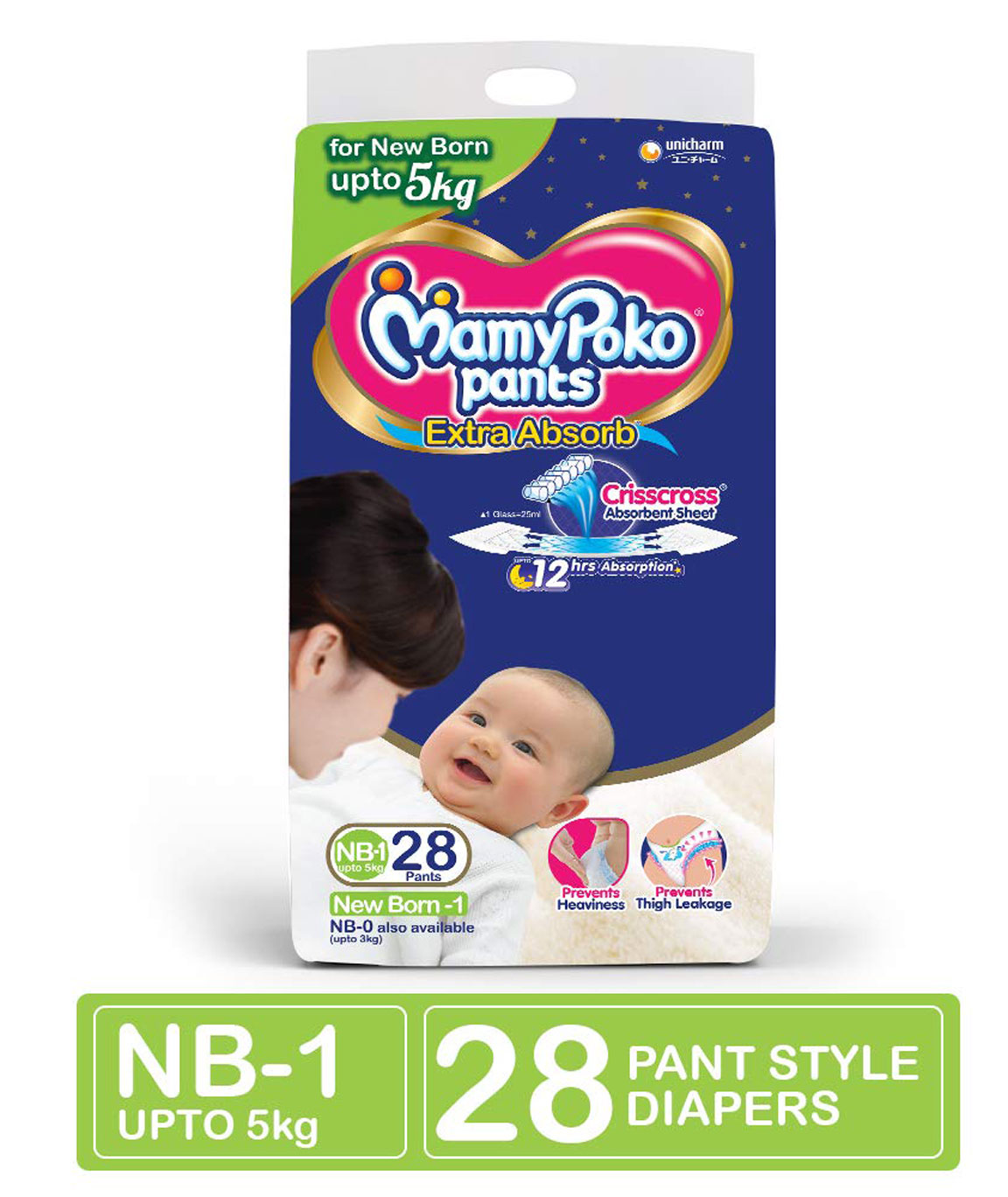 MamyPoko Pants Extra Absorb Diapers, New Born (28 Count)