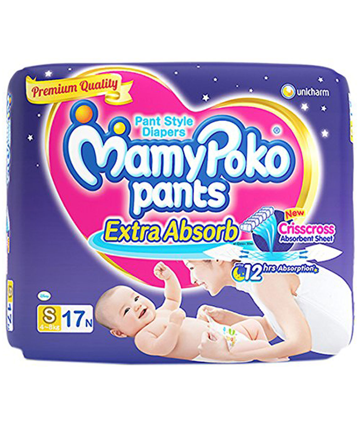 MamyPoko Pants Extra Absorb Diapers, Small (Pack of 17)