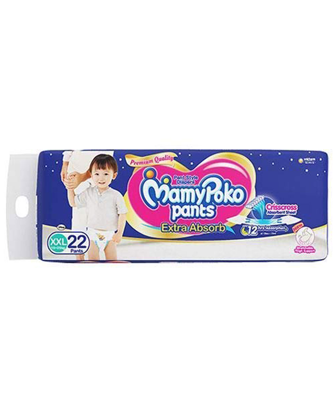 MamyPoko Unicharm India Pant Extra Absorb Diapers for Children (22 Count, XXL)