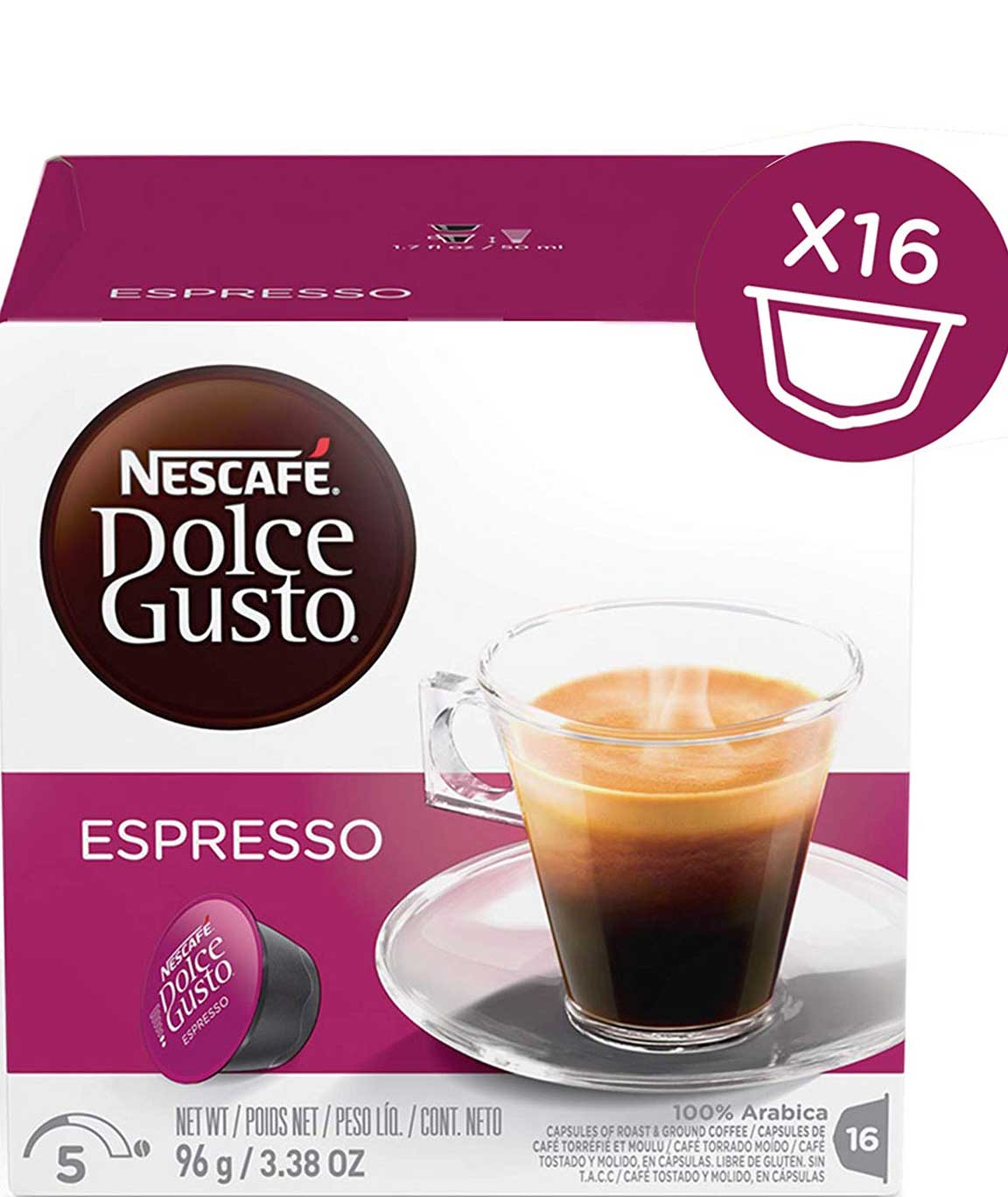 NESCAFE Dolce Gusto Espresso Coffee Pods, 16 Capsules (Pack of 3 - Total 48 Capsules, 48 Servings)