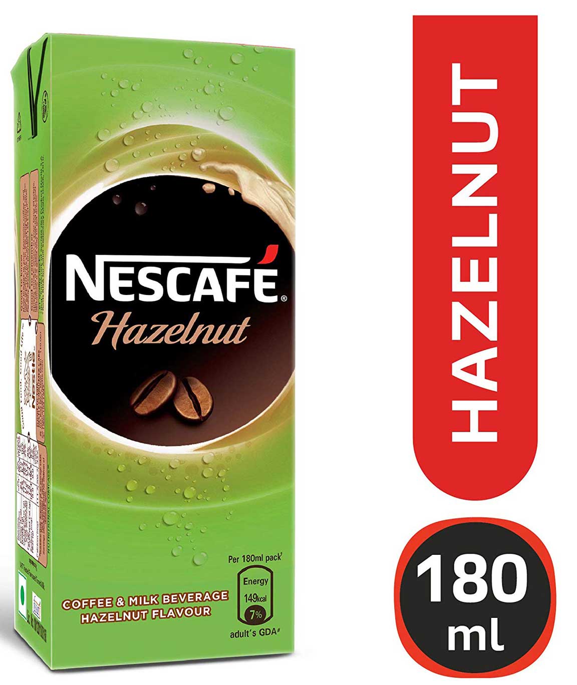 Nescafe Hazelnut, Ready-To-Drink Cold Coffee, 180ml Tetra Pack