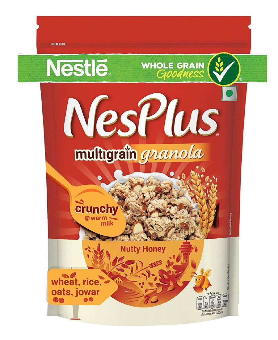 Nestle NesPlus Breakfast Cereal - Crunchy Granola With Nutty Honey, 475 gm Pouch