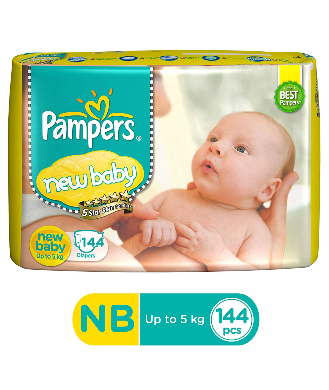 Pampers Active Baby Diapers, New Born (144 Count)
