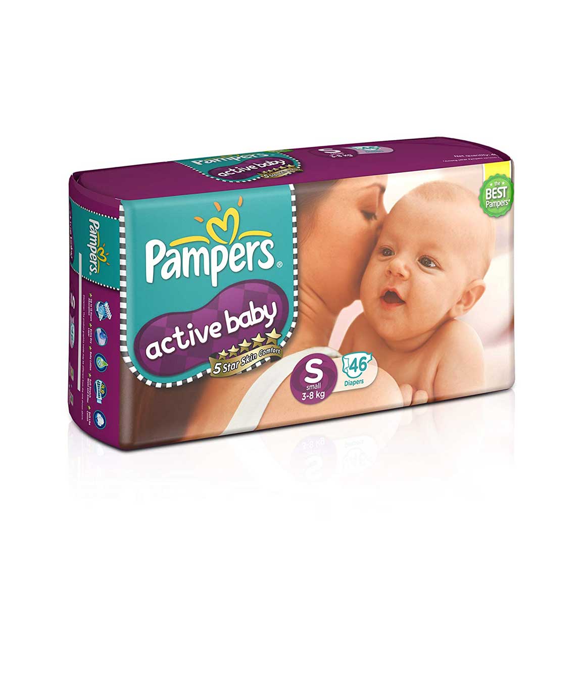 Pampers Active Baby Small Size Diapers (46 Count)