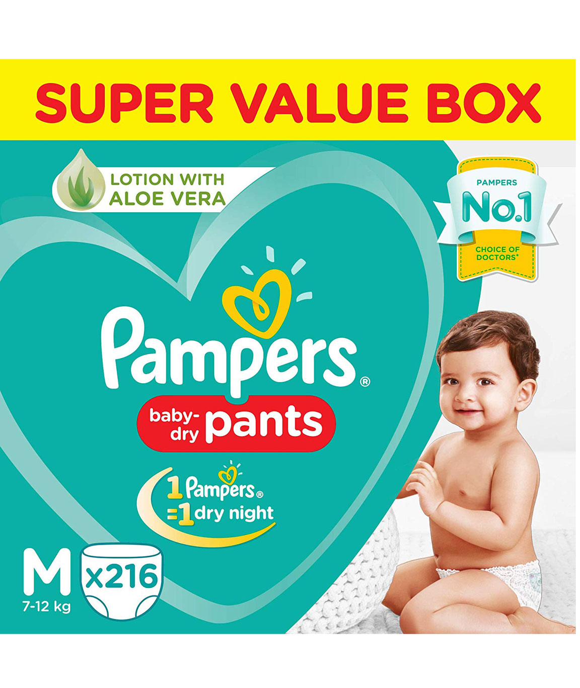 Pampers New Diaper Pants Super Value Box, Medium (Pack of 216)