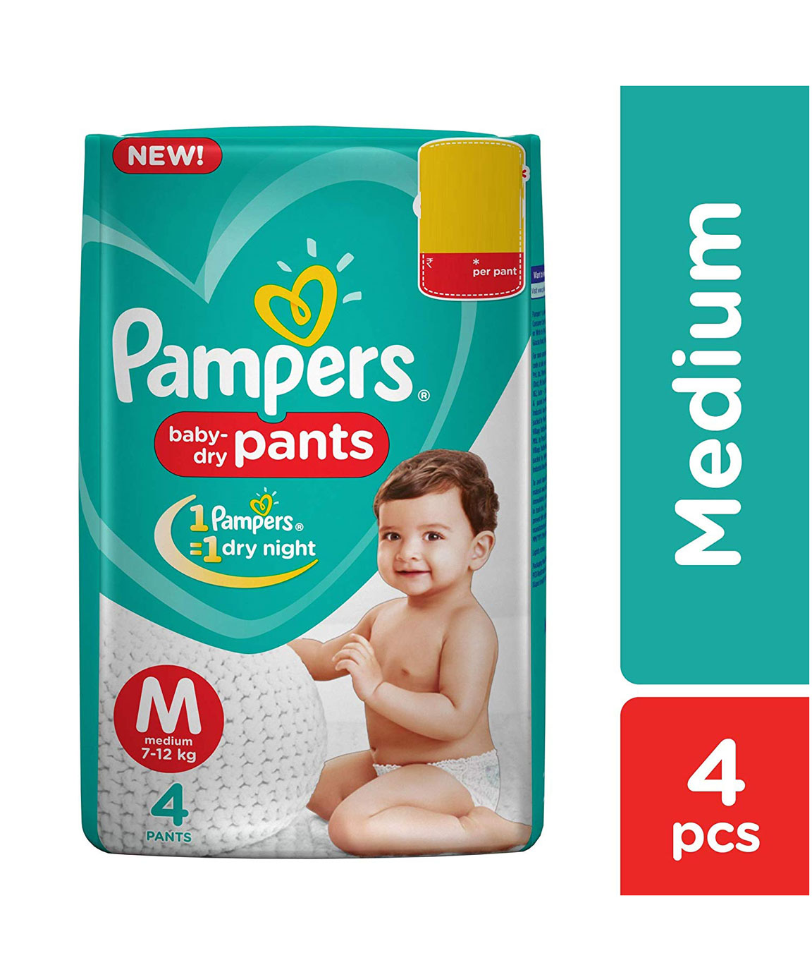 Pampers New Diapers Pants, Medium, 4 Count