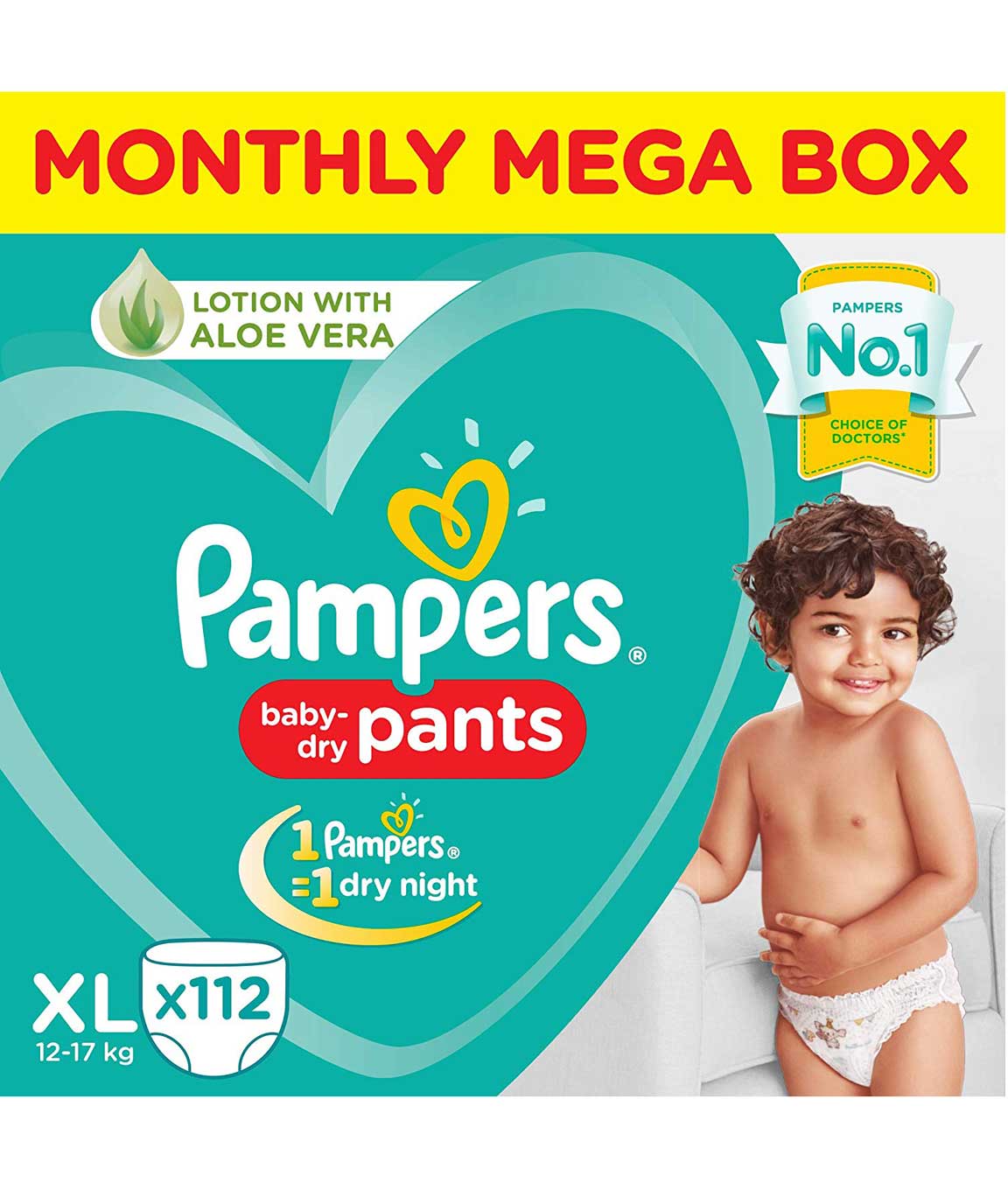 Pampers New Diapers Pants Monthly Box Packs, X-Large (112 Count)