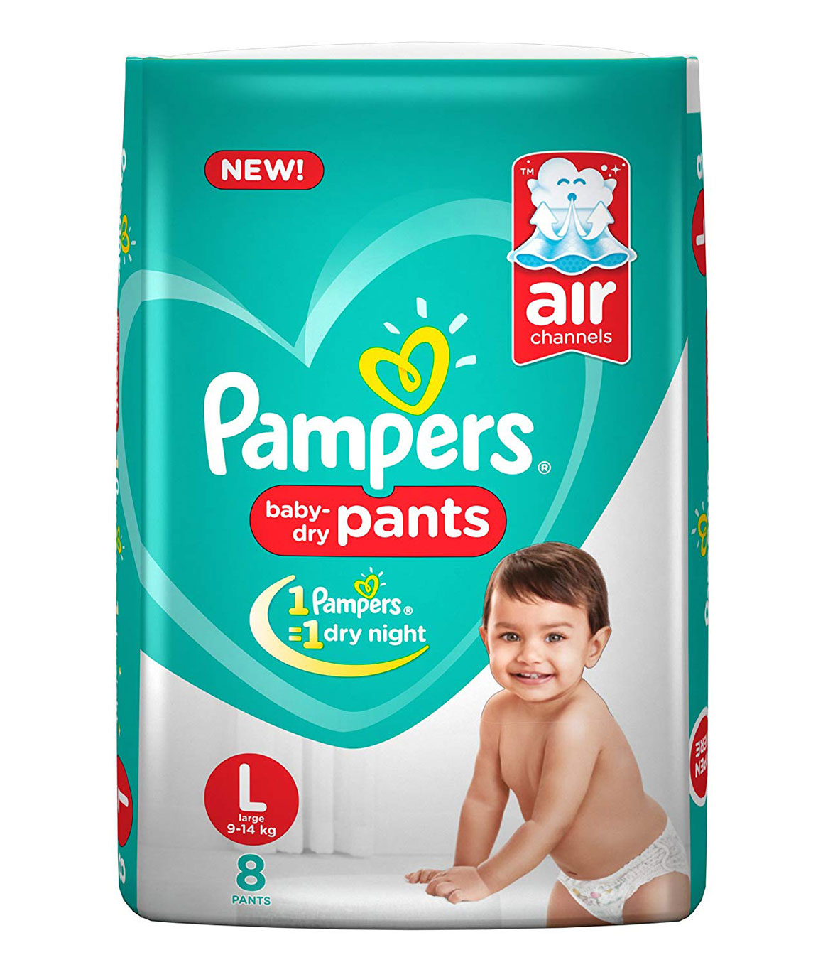 Pampers New Large Size Diapers Pants, 8 Count