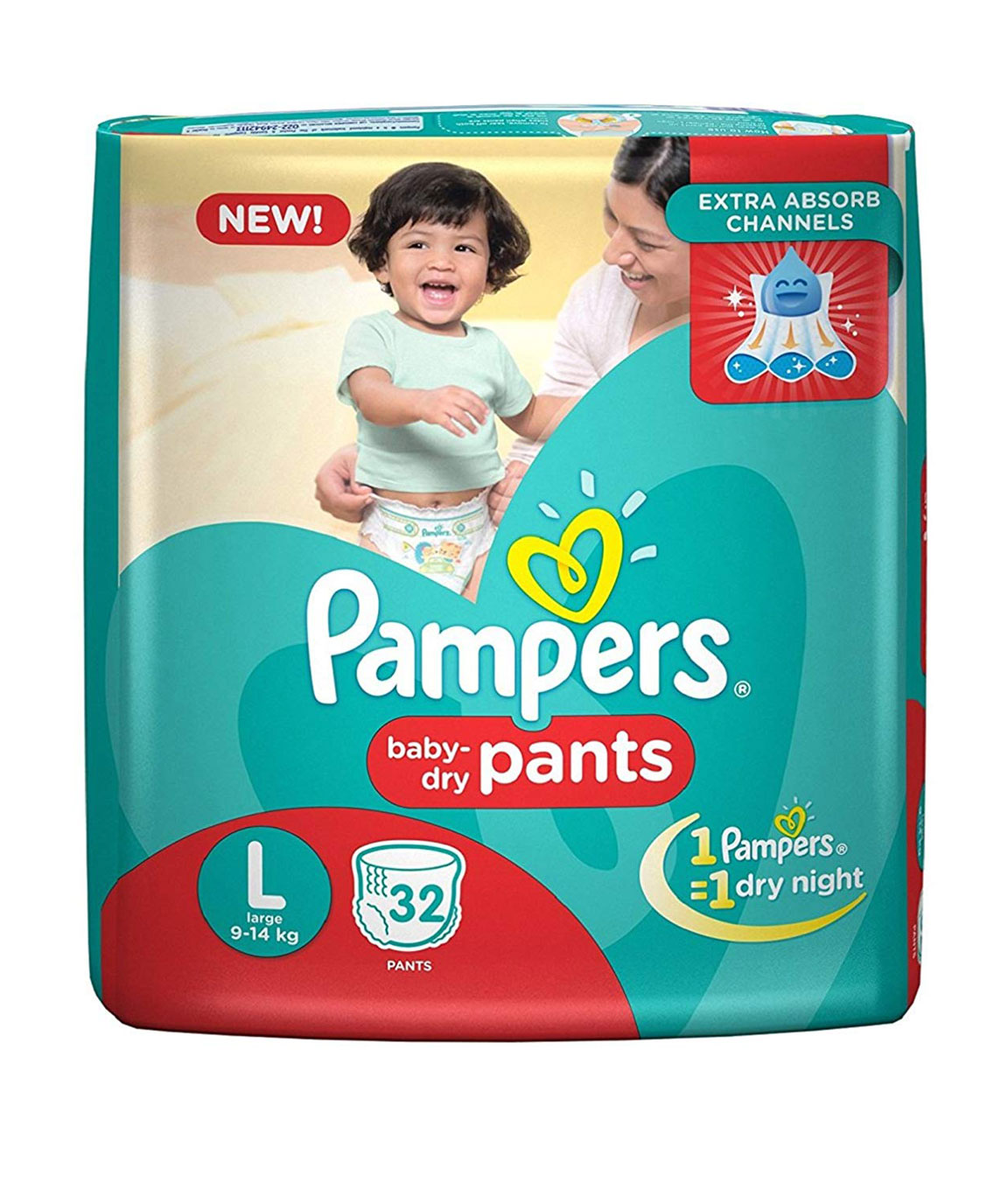 Pampers New Large Size Diapers Pants, White (32 Count)