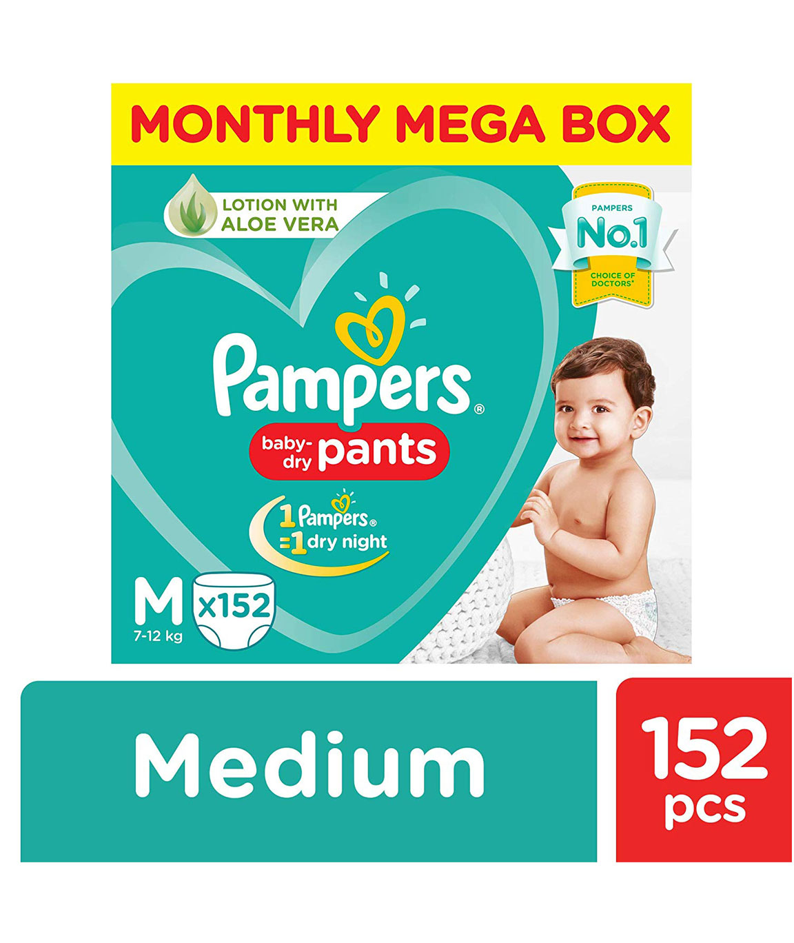 Pampers New Monthly Box Pack Diapers Pants, Medium, (152 Count)