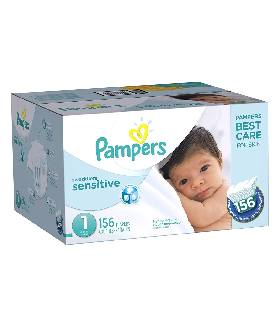 Pampers Pampers Swaddlers Sensitive Newborn Disposable Diapers Size 1, 156 Count