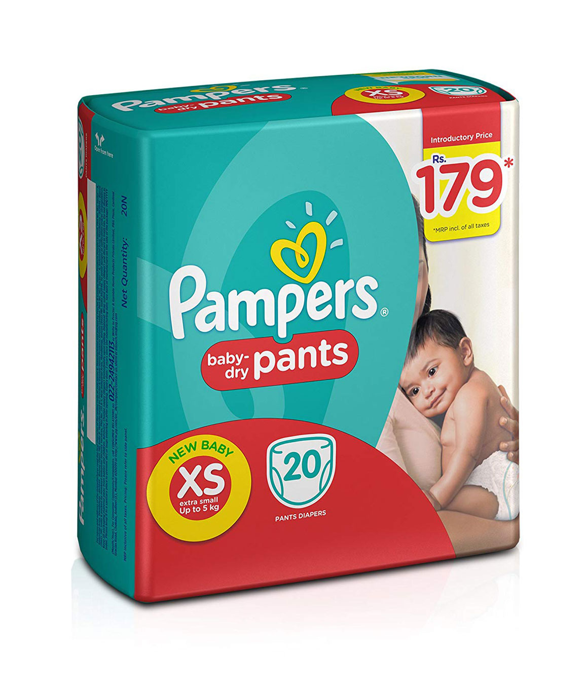 Pampers Pants Extra Small Size Diapers for New Born (20 Count)