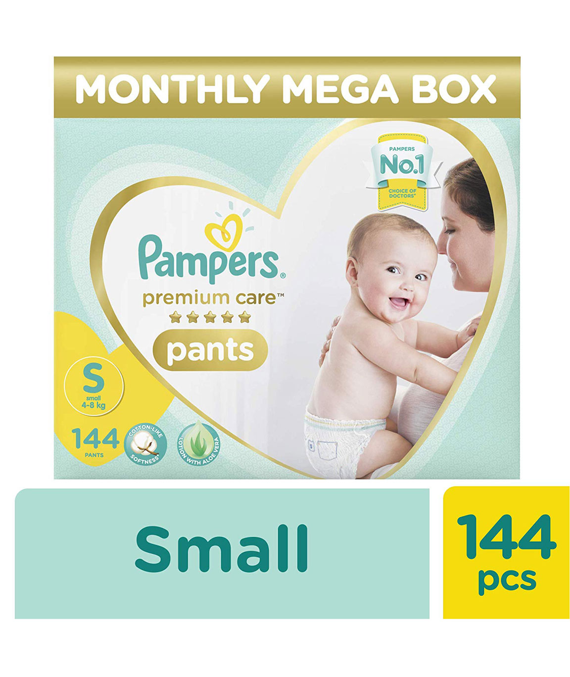 Pampers Premium Care Pants Diapers, Small (144 Count)