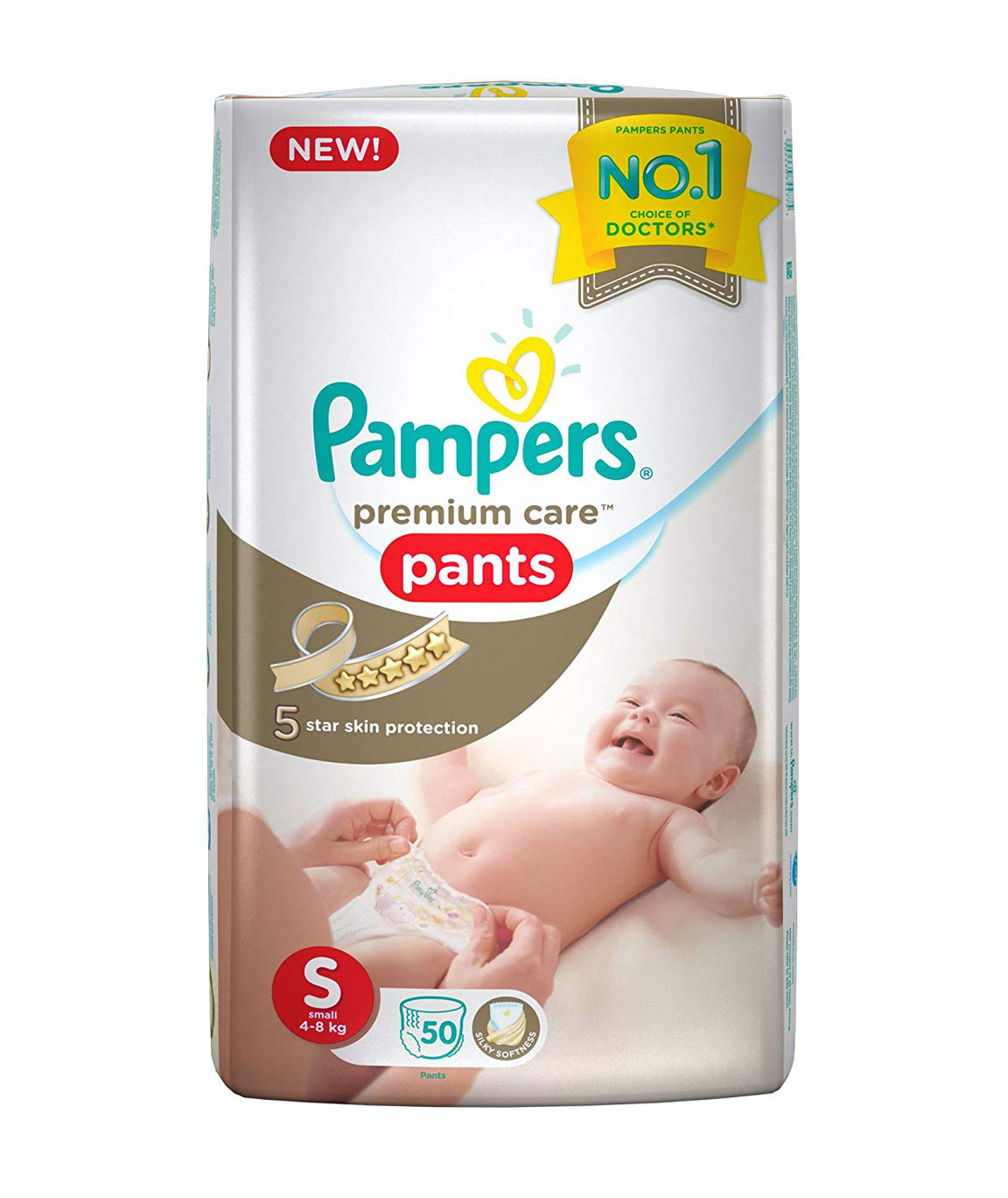 Pampers Premium Care Small Size Diaper Pants, White (50 Count)
