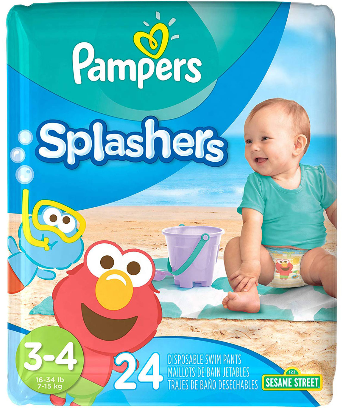 Pampers Splashers Diaper Sesame Street - Size 3-4 - 24 ct