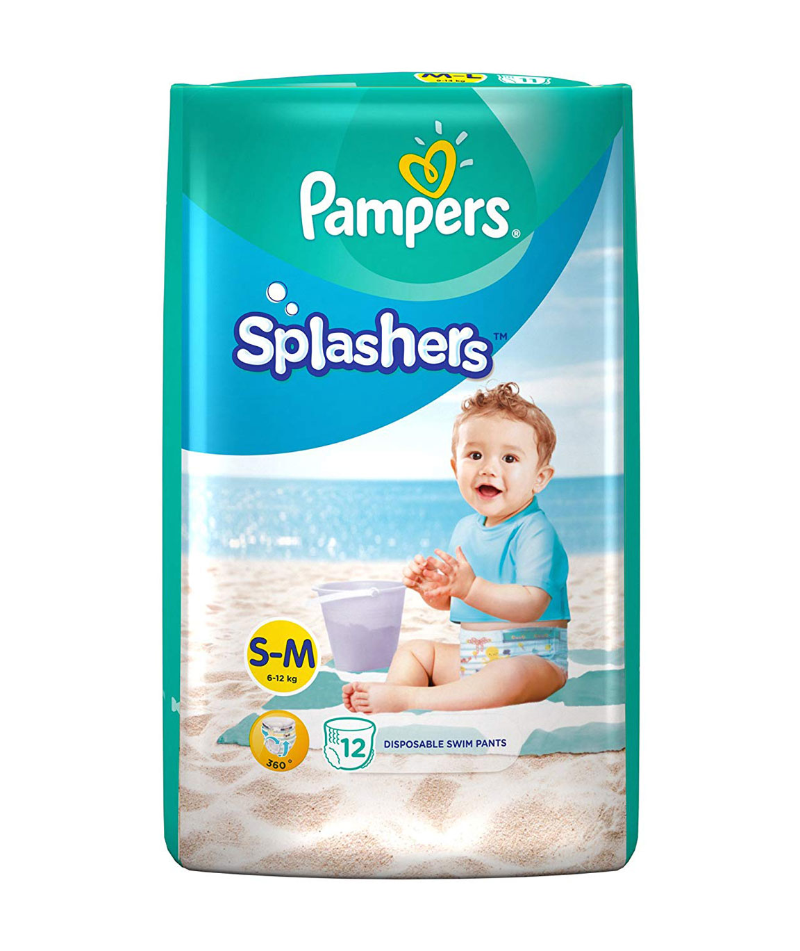Pampers Splashers Disposable Swim Pants Diapers, Medium, (Pack of 12)