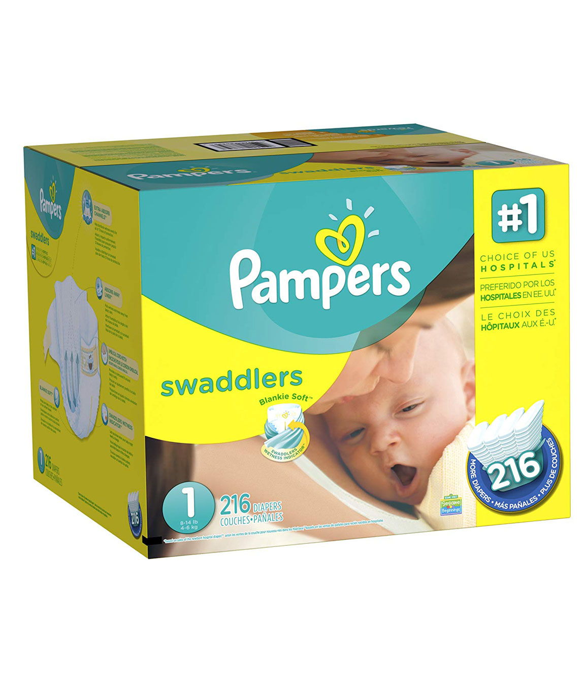 Pampers Swaddlers Diapers (Size 1, 216 Count)