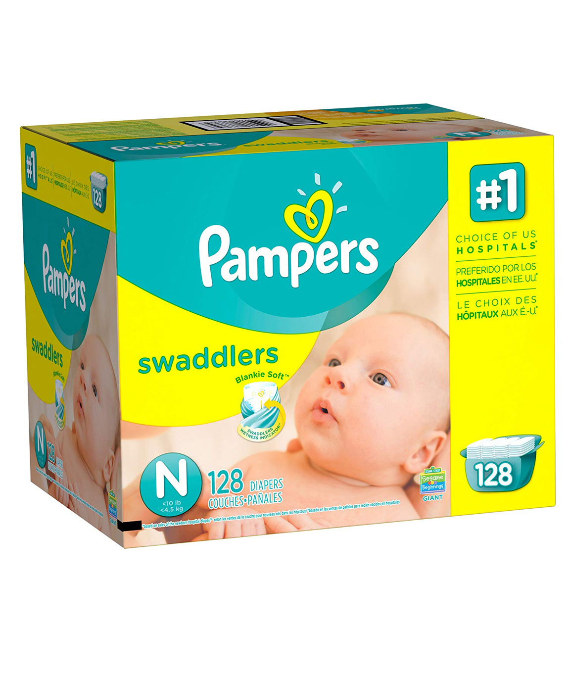Pampers Swaddlers Giant Pack Diapers (Size N, 128 Count)