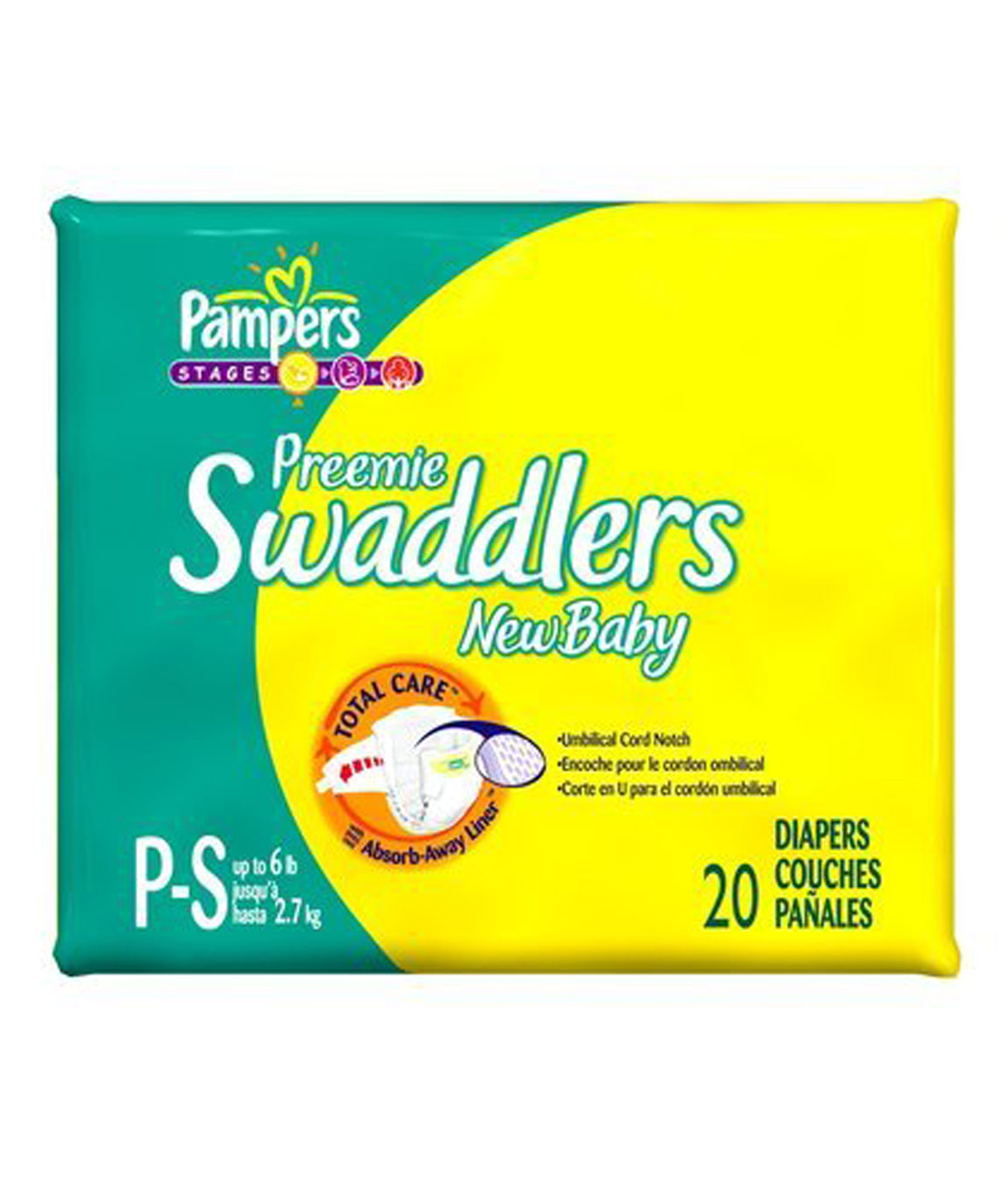 Pampers Swaddlers Preemie New Baby Diapers 20 ea