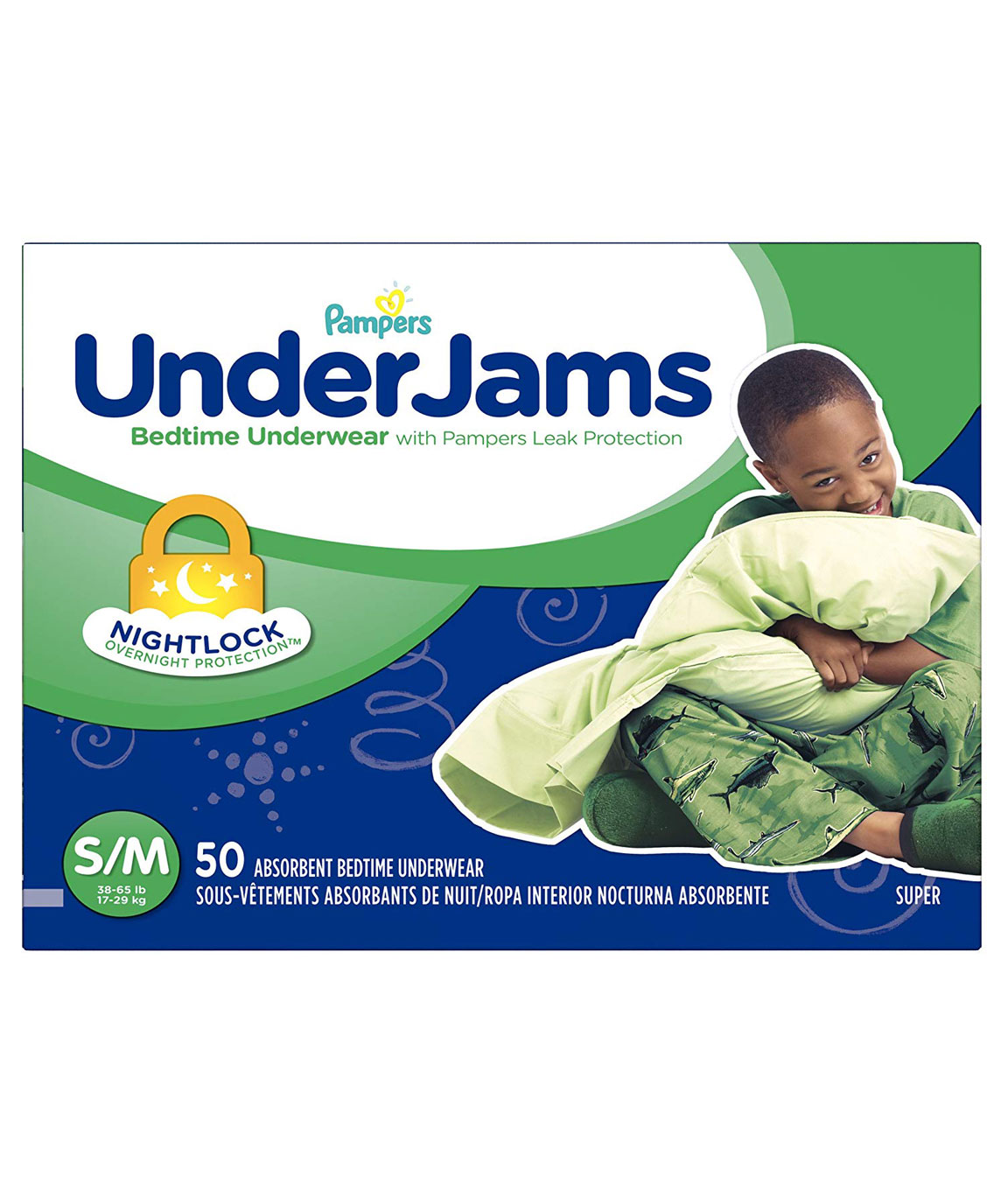 Pampers Underjams Bedtime Underwear Boys, Small/Medium Diapers, 50 Count