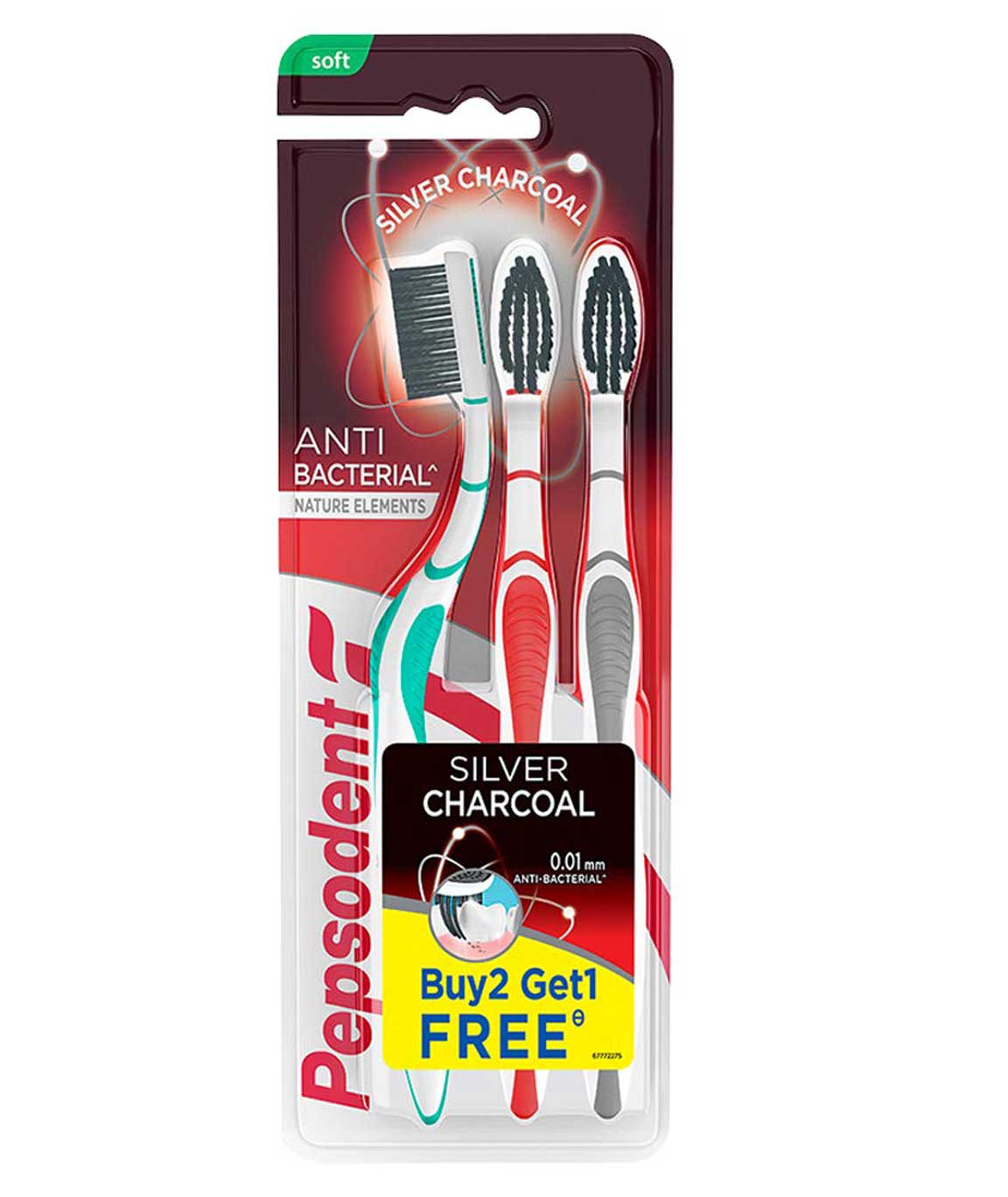 Pepsodent Charcoal Anti Bacterial Tooth Brush Soft (Buy 2 Get 1)