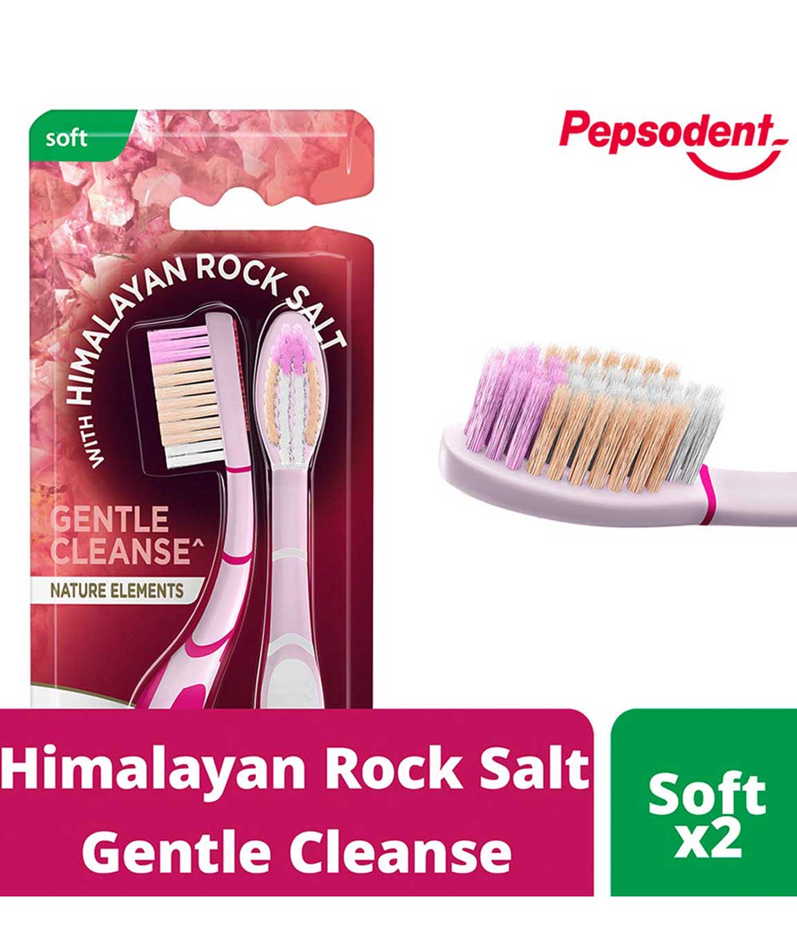 Pepsodent Himalayan Rock Gentle Cleanse Salt Tooth Brush Soft (Pack of 2)