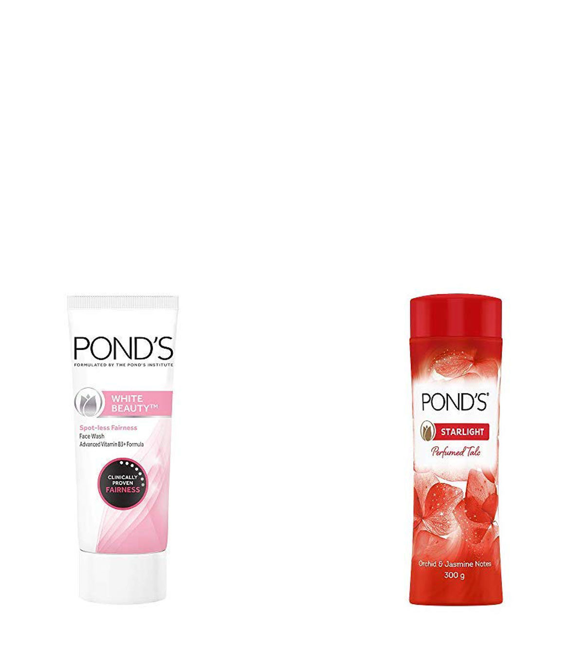 Ponds White Beauty Spot Less Fairness Face Wash, 200 gm & Ponds Starlight Talc 300gm