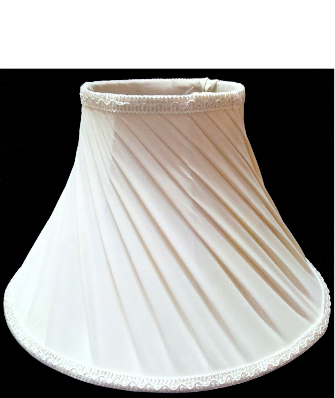 RDC 10 Inches Round Slanting Pleated Cream with Lace Border Lamp Shade for Table Lamp
